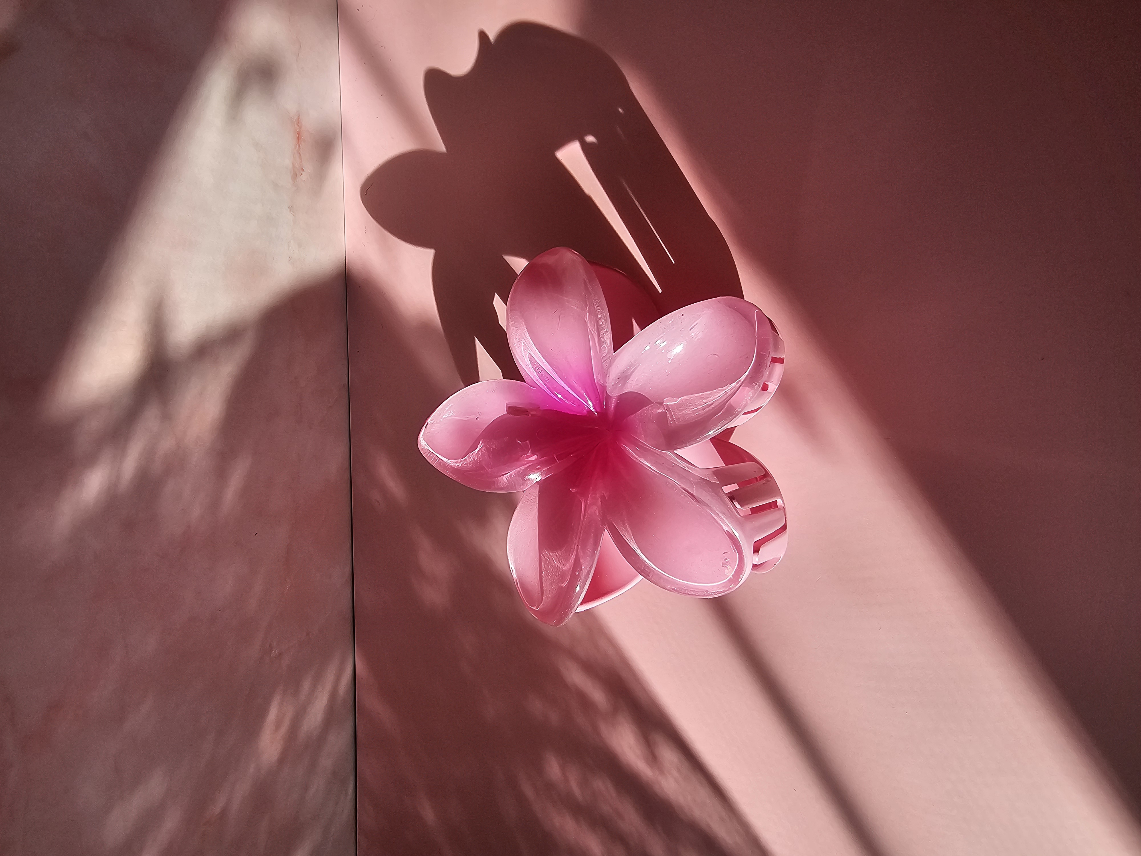 Plaukų segtukas - rožinė havajų gėlė