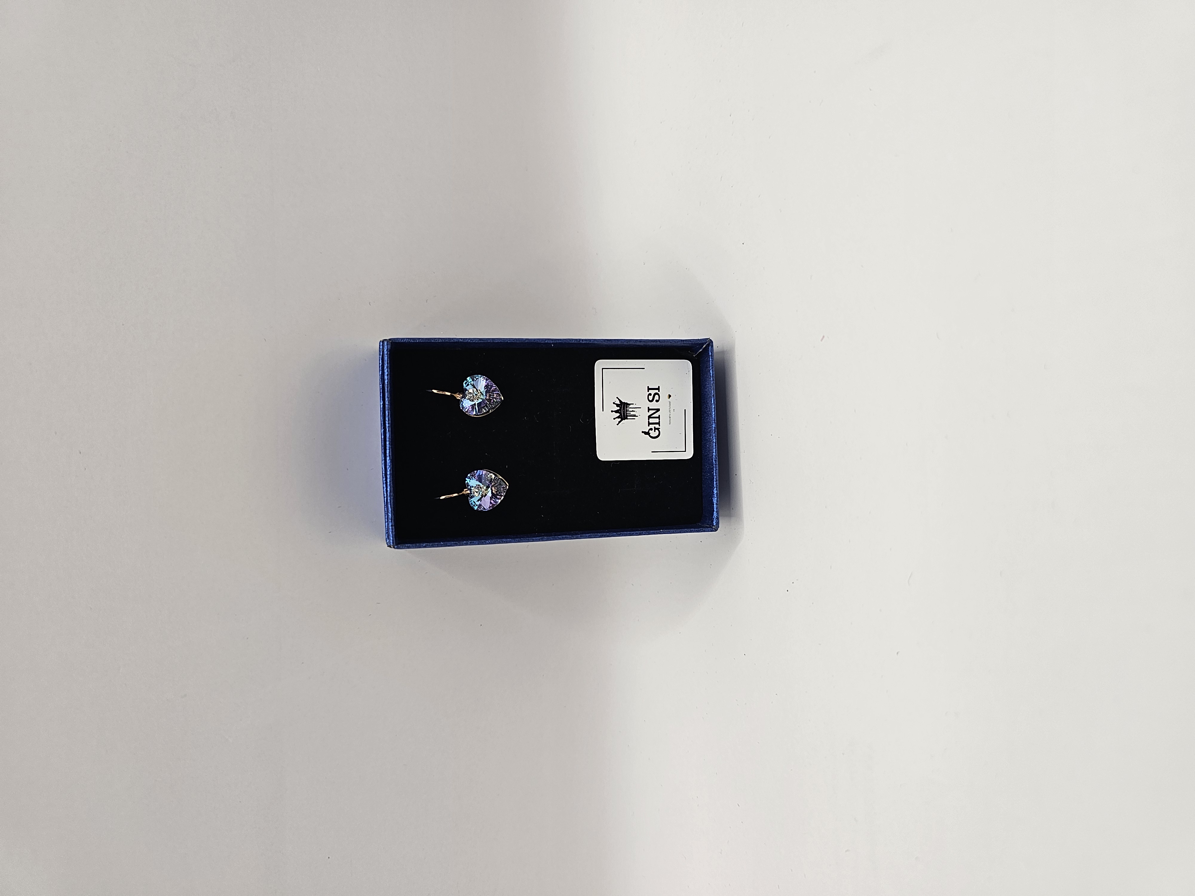 Auskarai padengti auksu - mielos swarovski širdutės