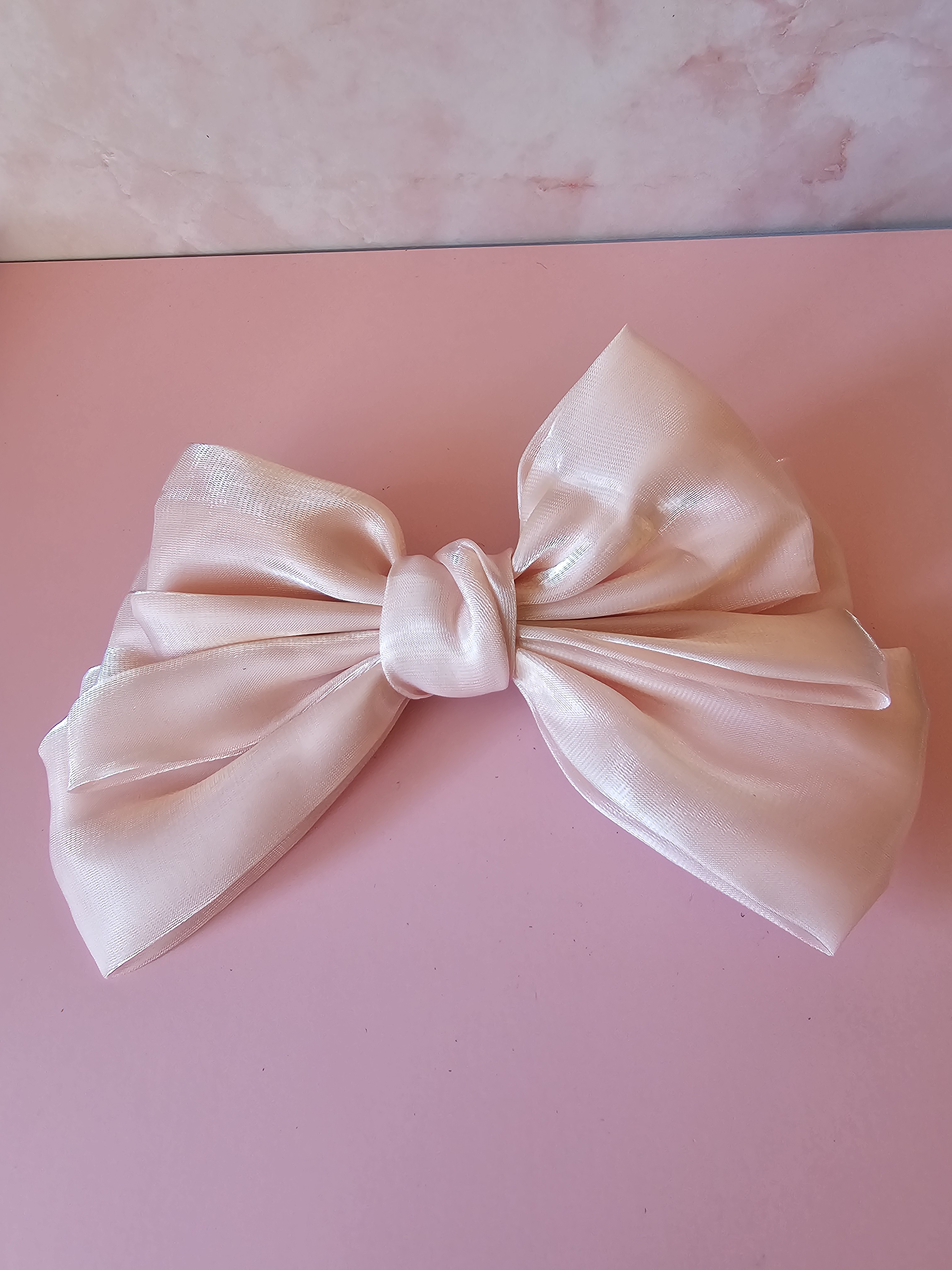 Plaukų segtukas kaspinas - rožinė organza