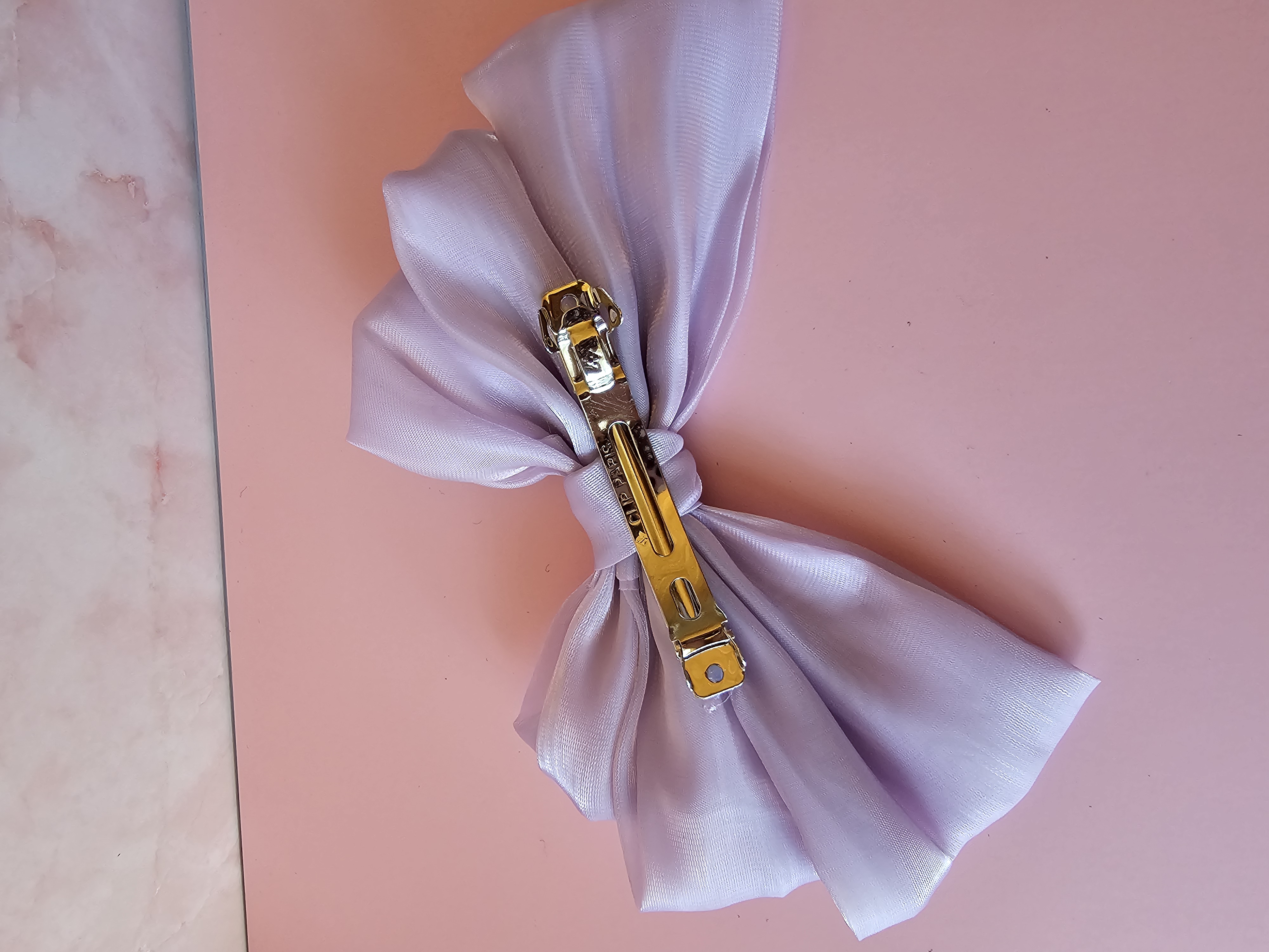 Plaukų segtukas kaspinas - alyvinė organza