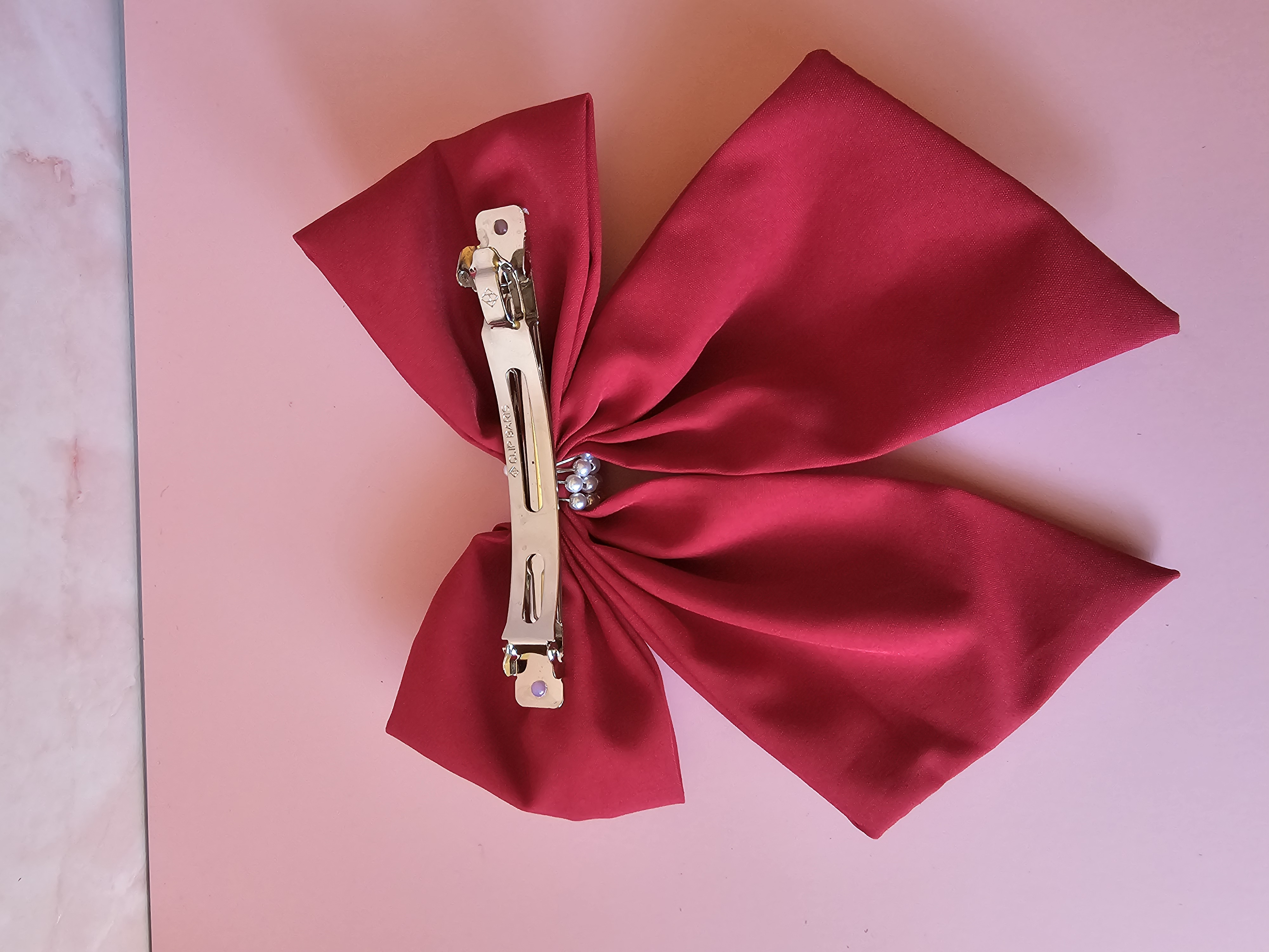 Plaukų segtukas kaspinas - raudonas puošnus