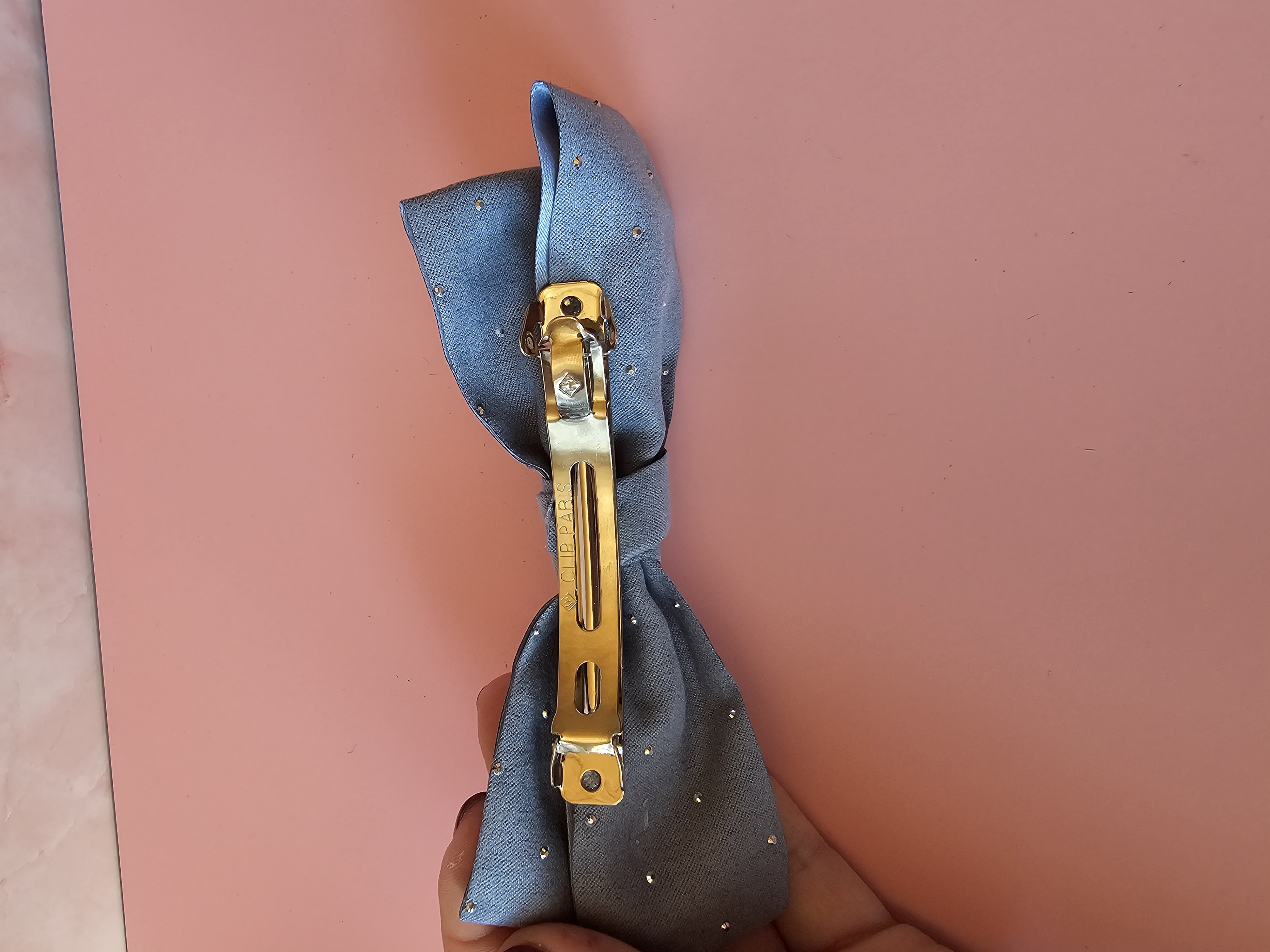 Plaukų segtukas kaspinas - mėlynas blizgutis