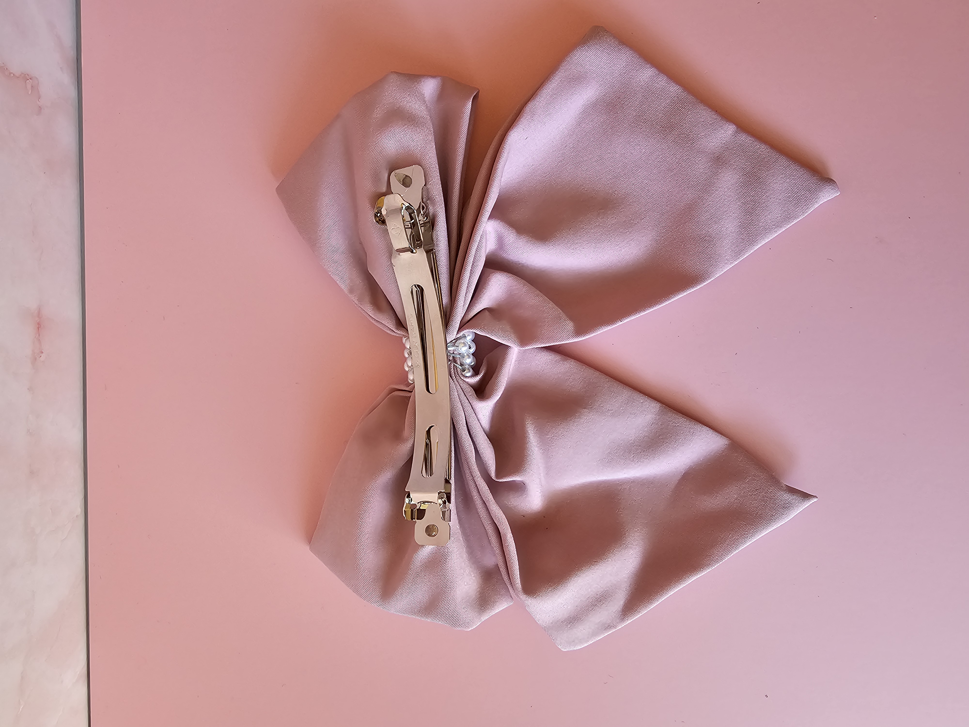 Plaukų segtukas kaspinas - puošnus rožinis