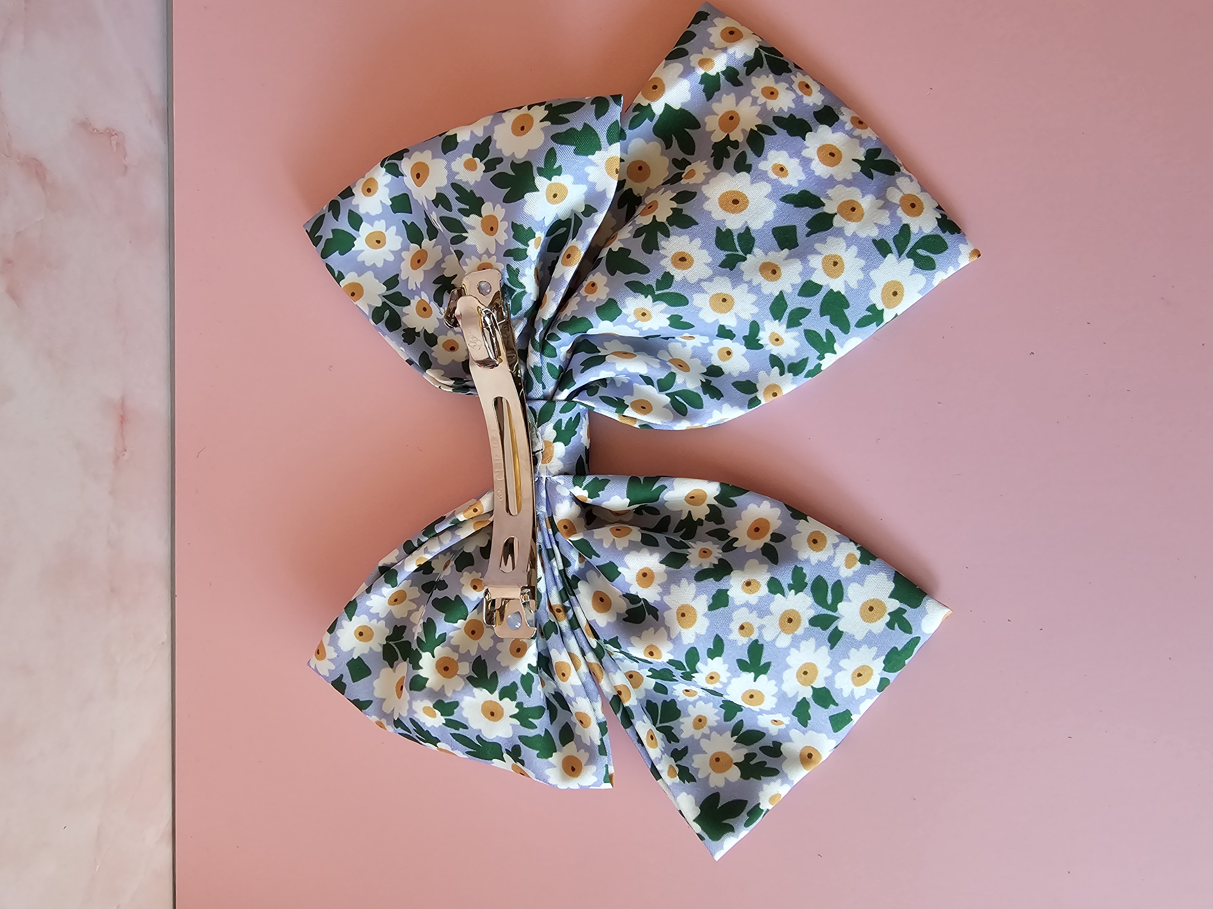 Plaukų segtukas kaspinas - mėlynos gėlytės