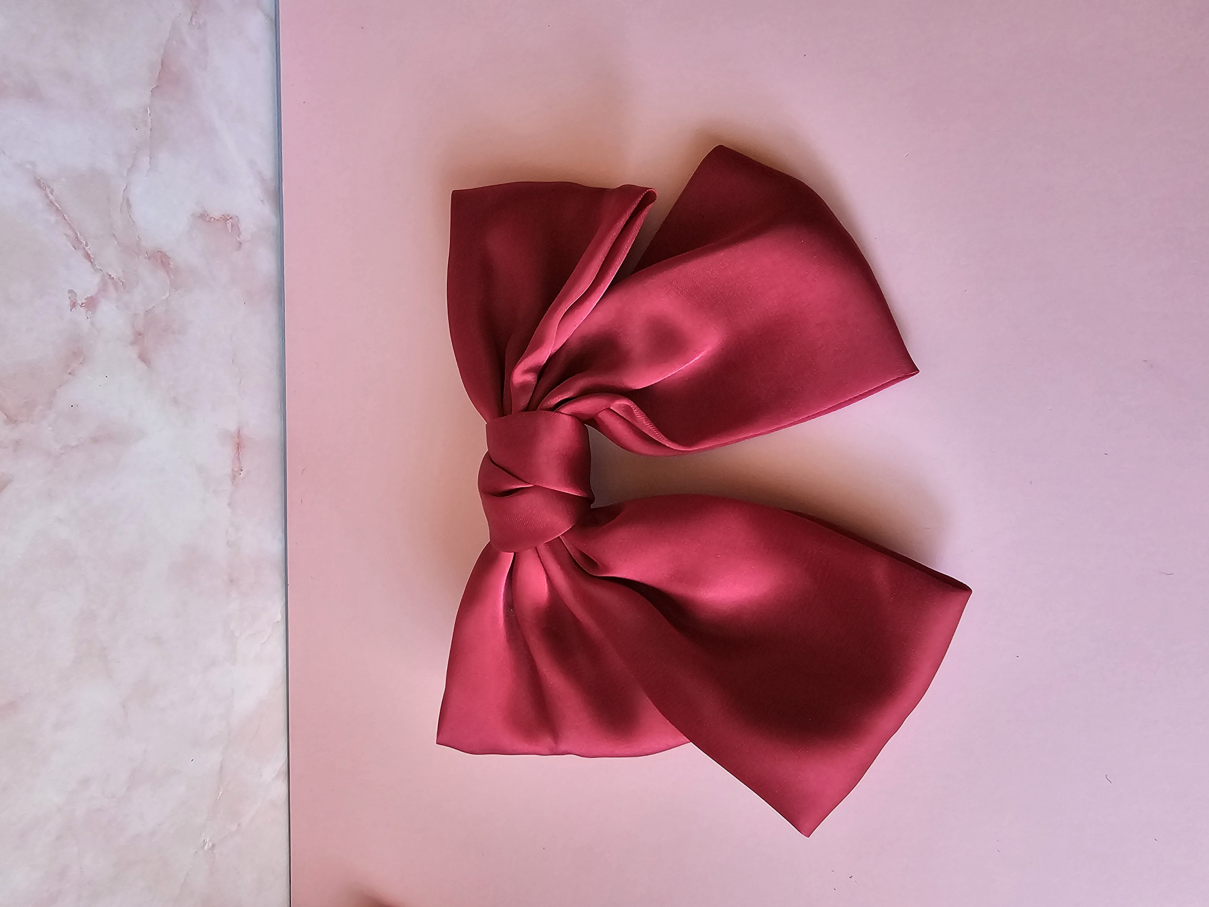 Plaukų segtukas kaspinas - raudonas šilkas