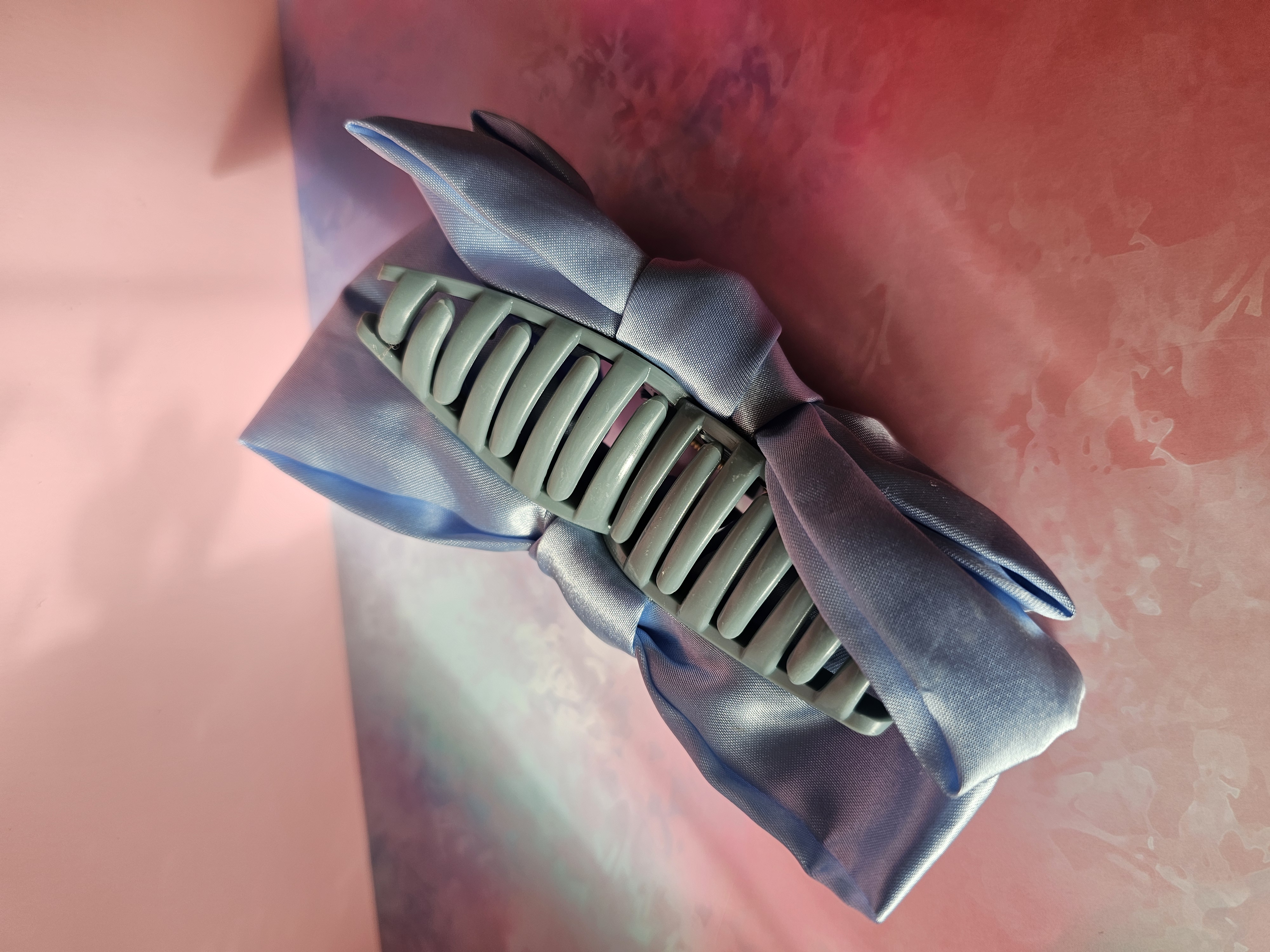 Plaukų segtukas - didelis žydras kaspinas