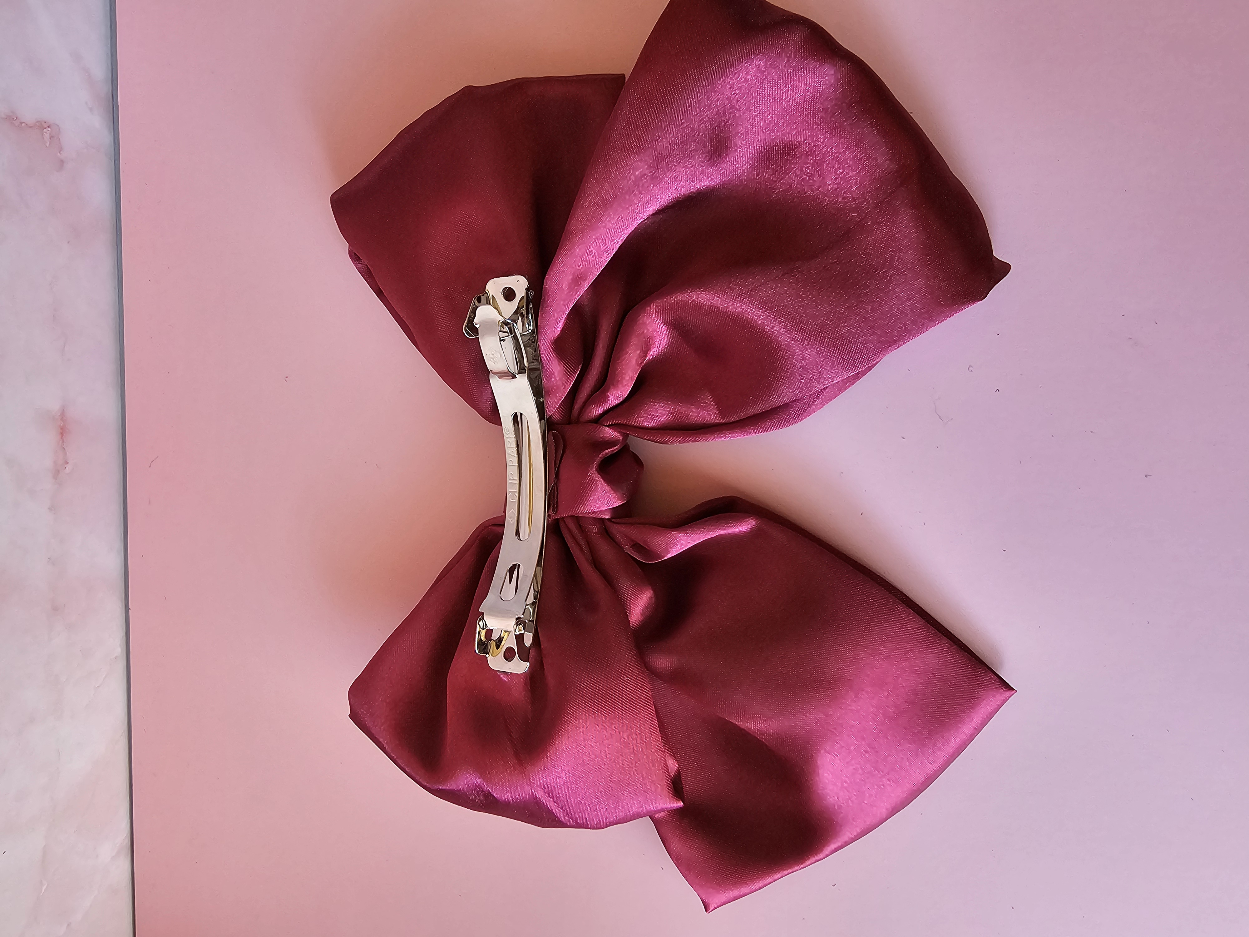 Plaukų segtukas kaspinas - satino bordo