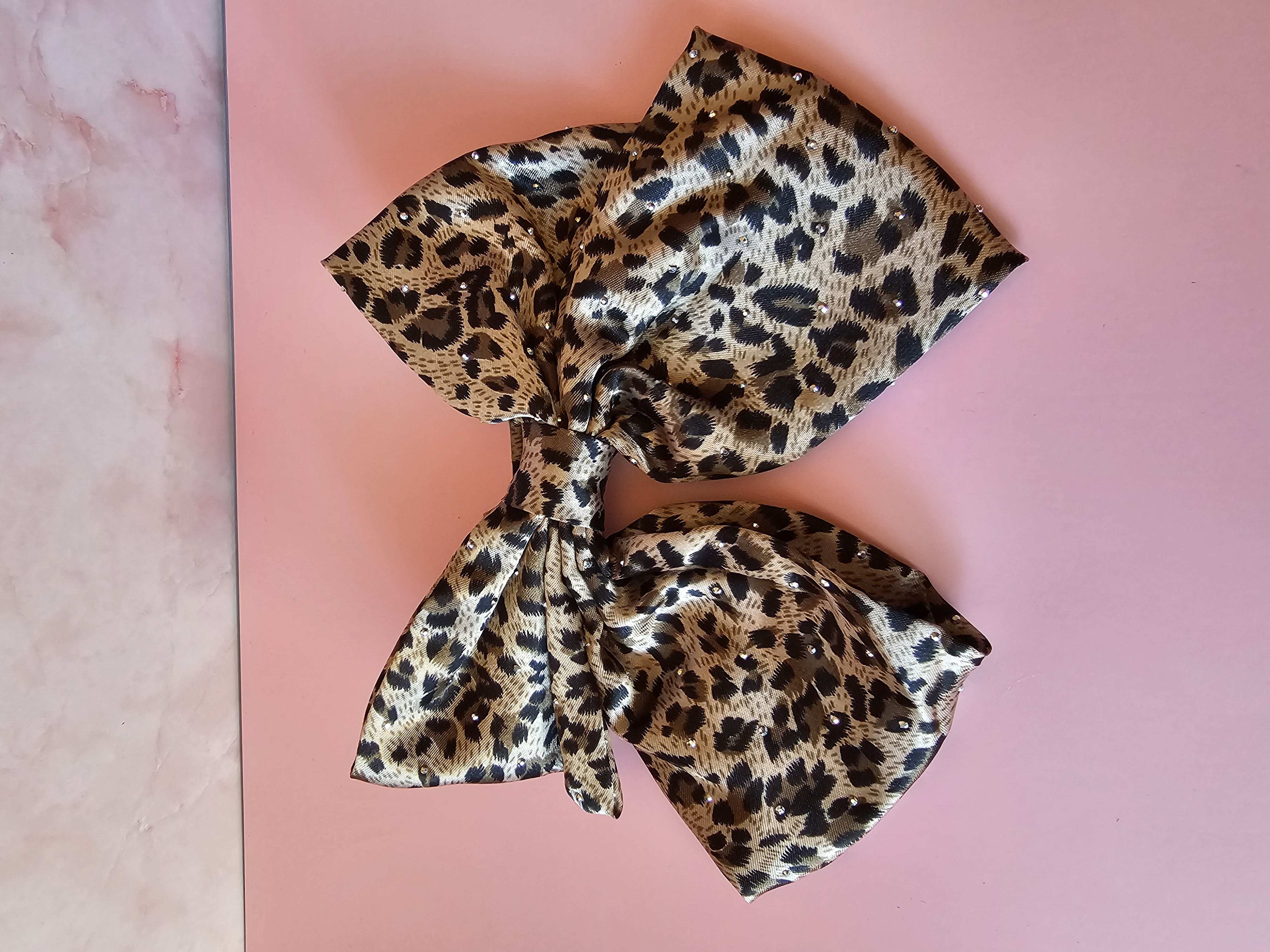 Plaukų segtukas kaspinas - blizgus rudas leopardas