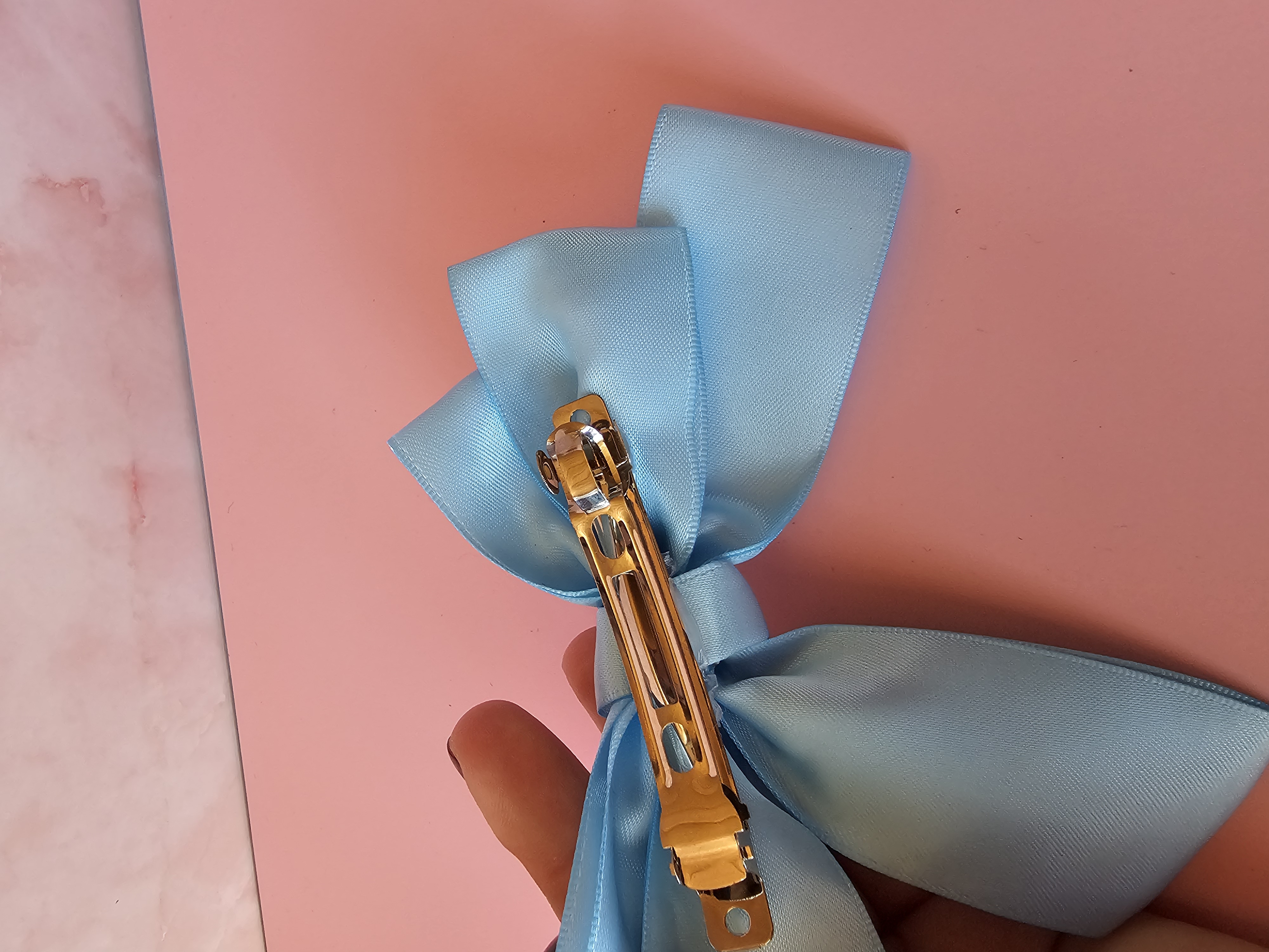 Plaukų segtukas kaspinas - vidutinis šviesiai mėlynas 