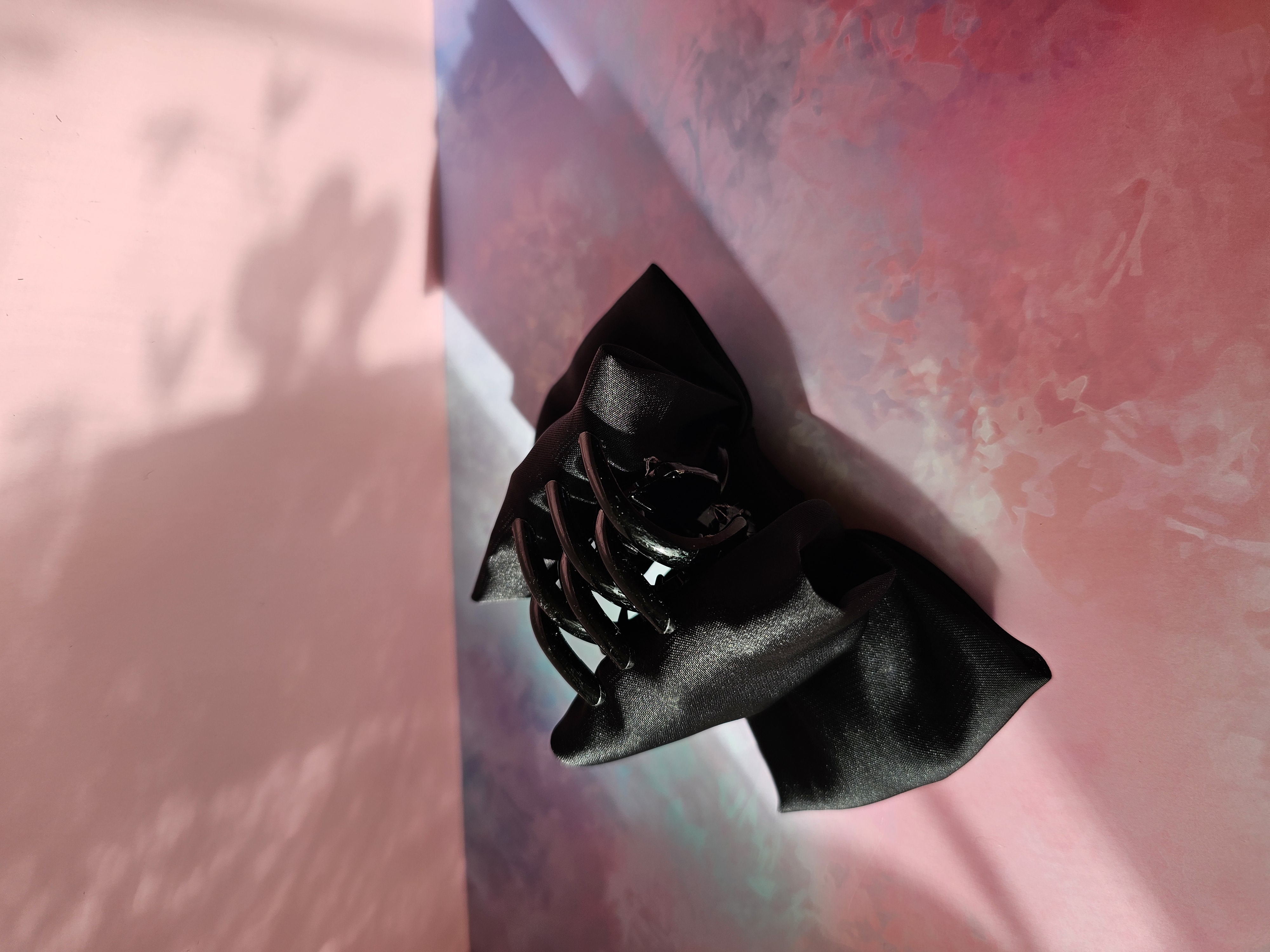 Plaukų segtukas - juodas satino kaspinas