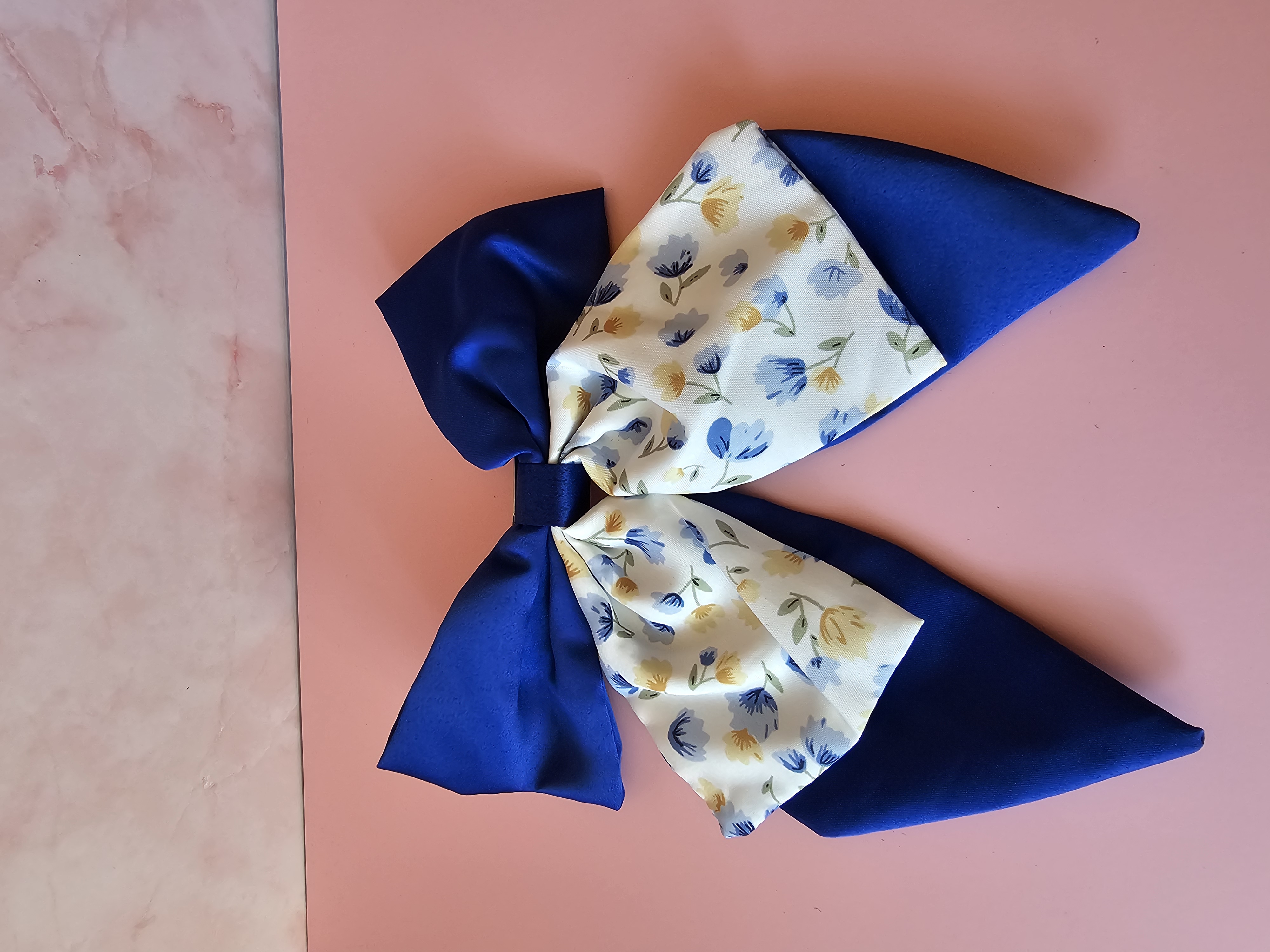 Plaukų segtukas kaspinas - tamsiai mėlyna gėlė