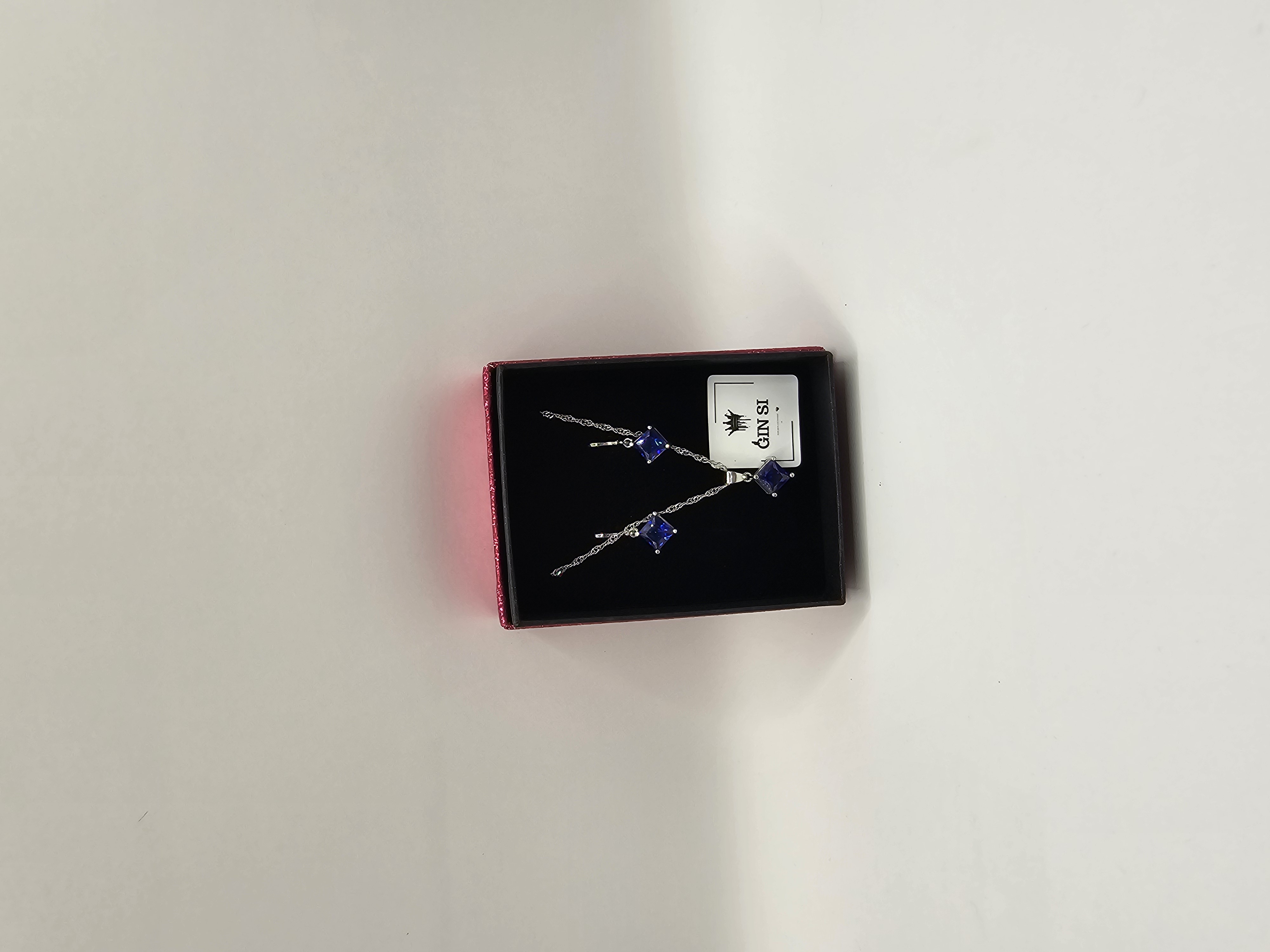 Papuošalų rinkinys - mėlynas sodrus kvadratas