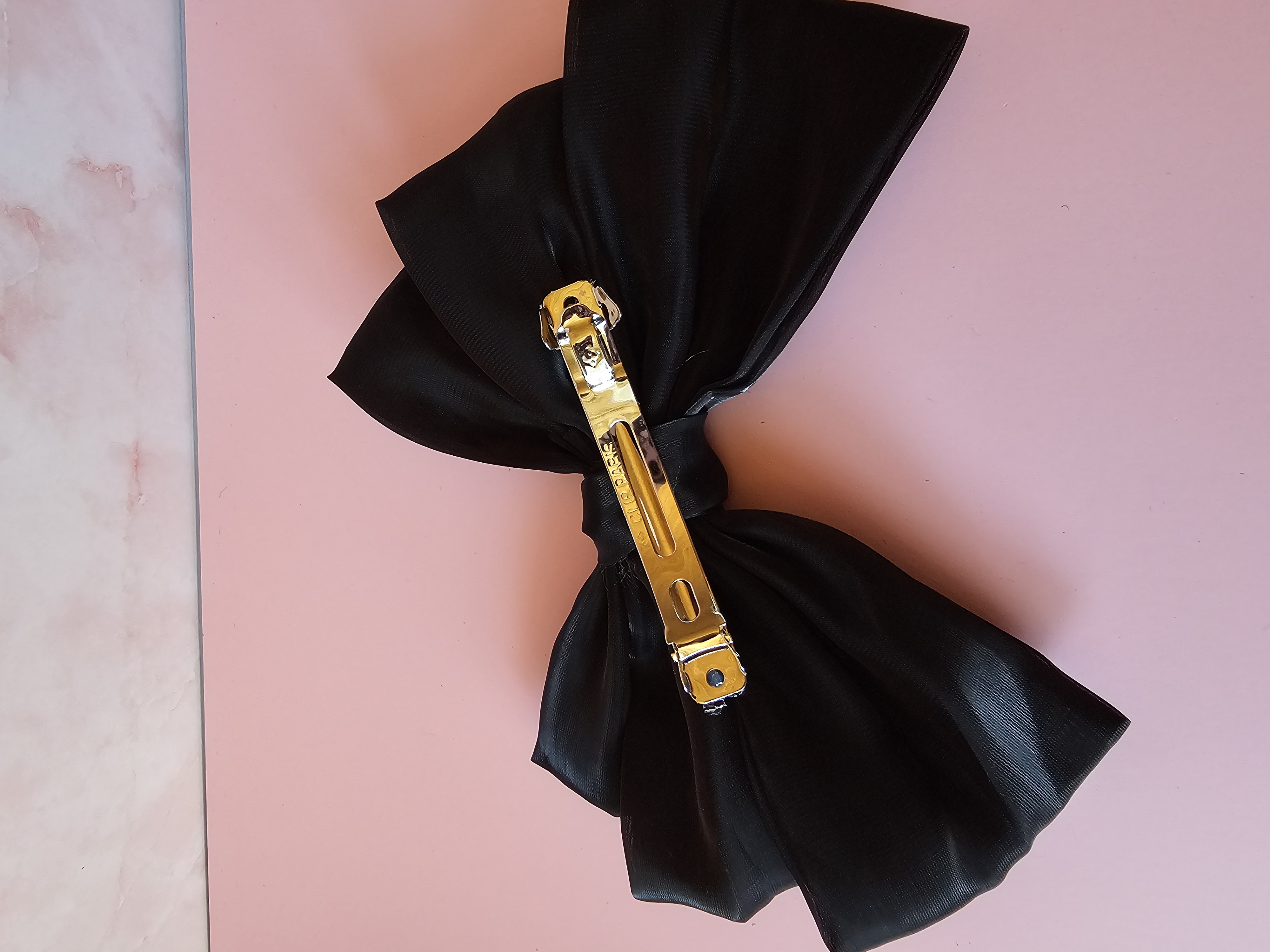 Plaukų segtukas kaspinas - juoda organza