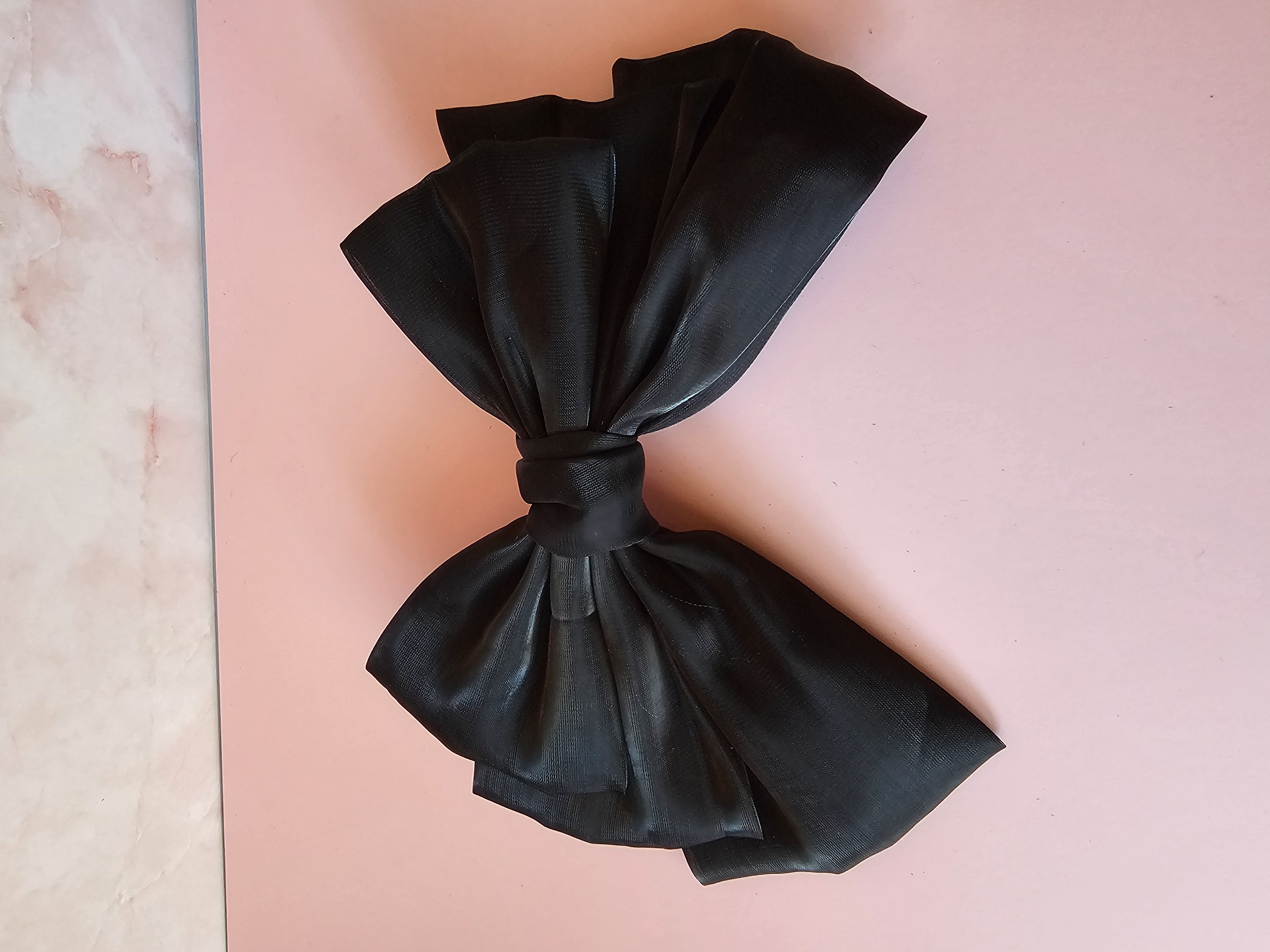 Plaukų segtukas kaspinas - juoda organza