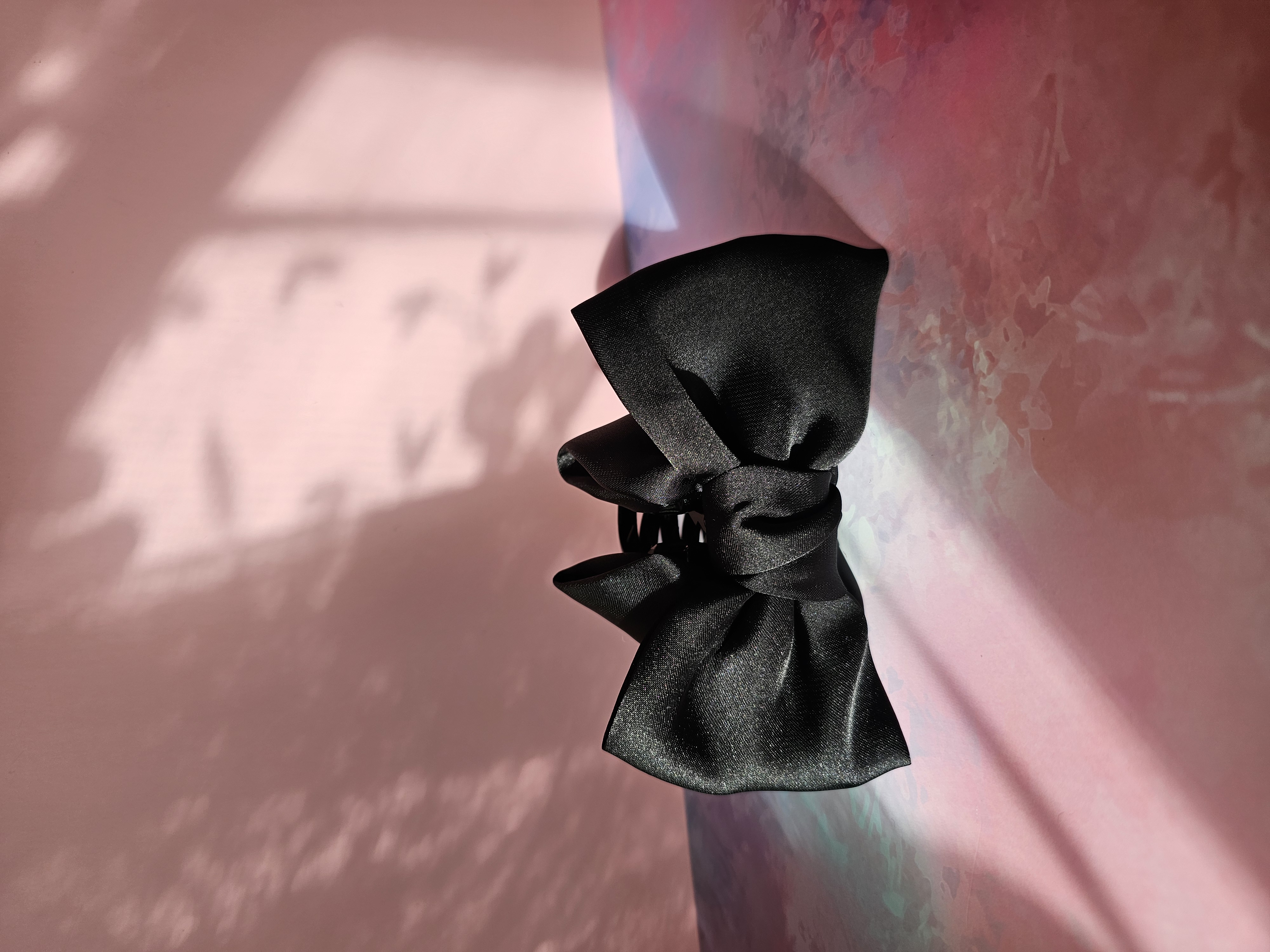 Plaukų segtukas - juodas satino kaspinas