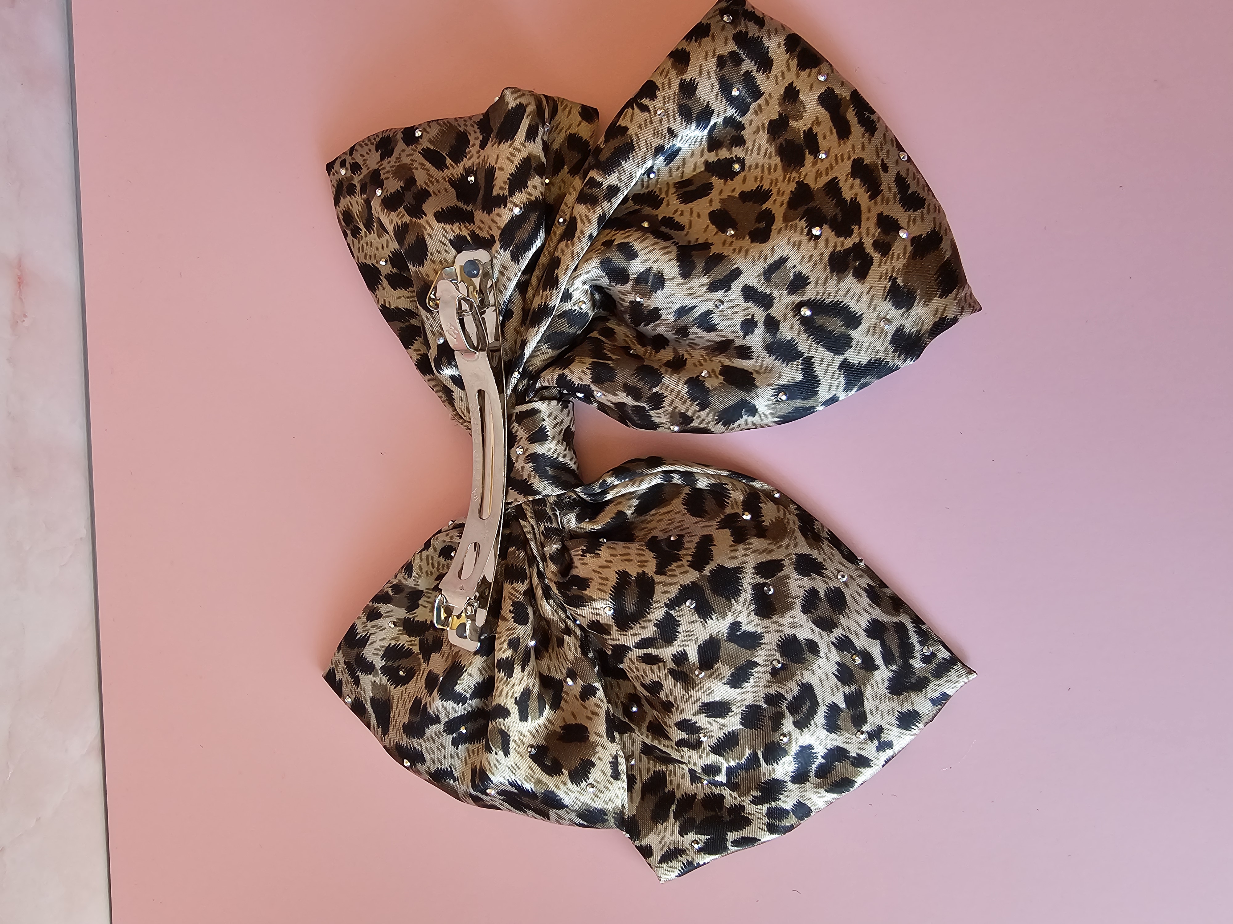 Plaukų segtukas kaspinas - blizgus rudas leopardas