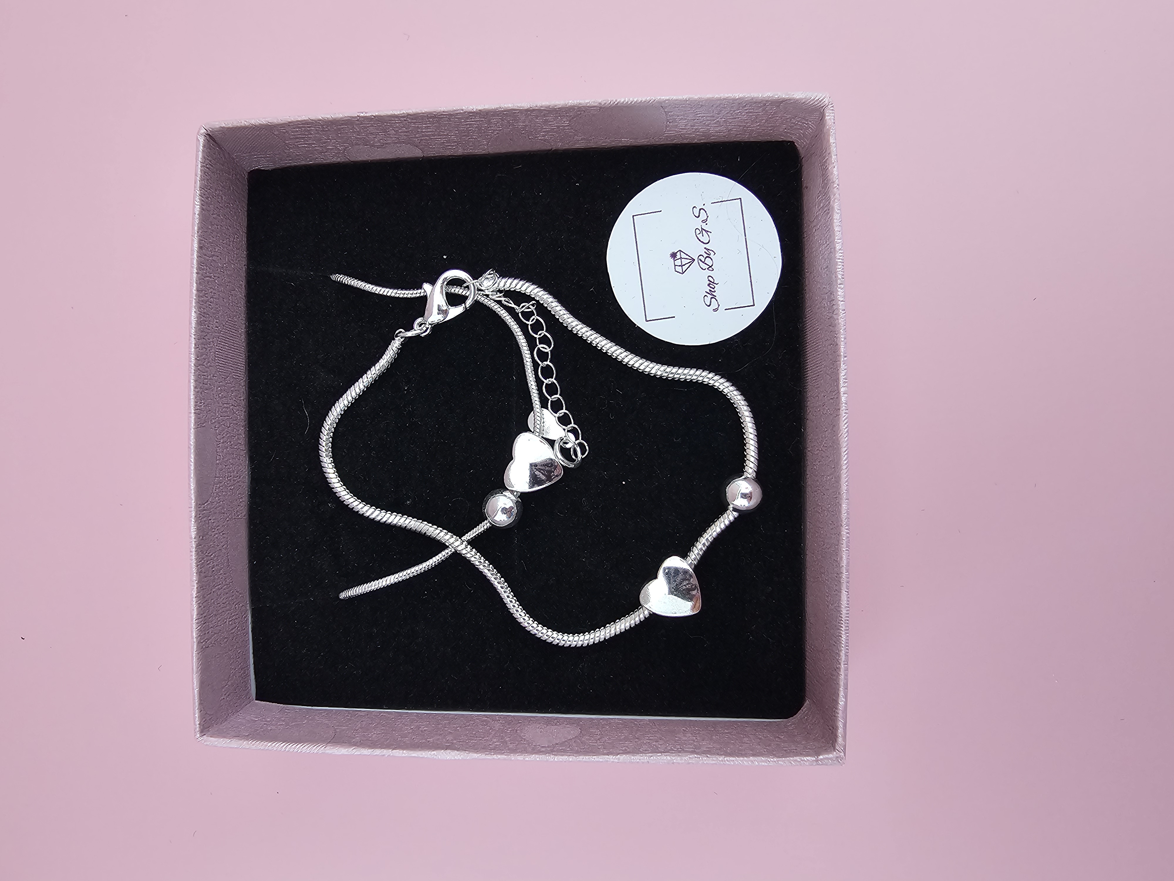 Širdelių rinkinys - grandinėlė su apyranke