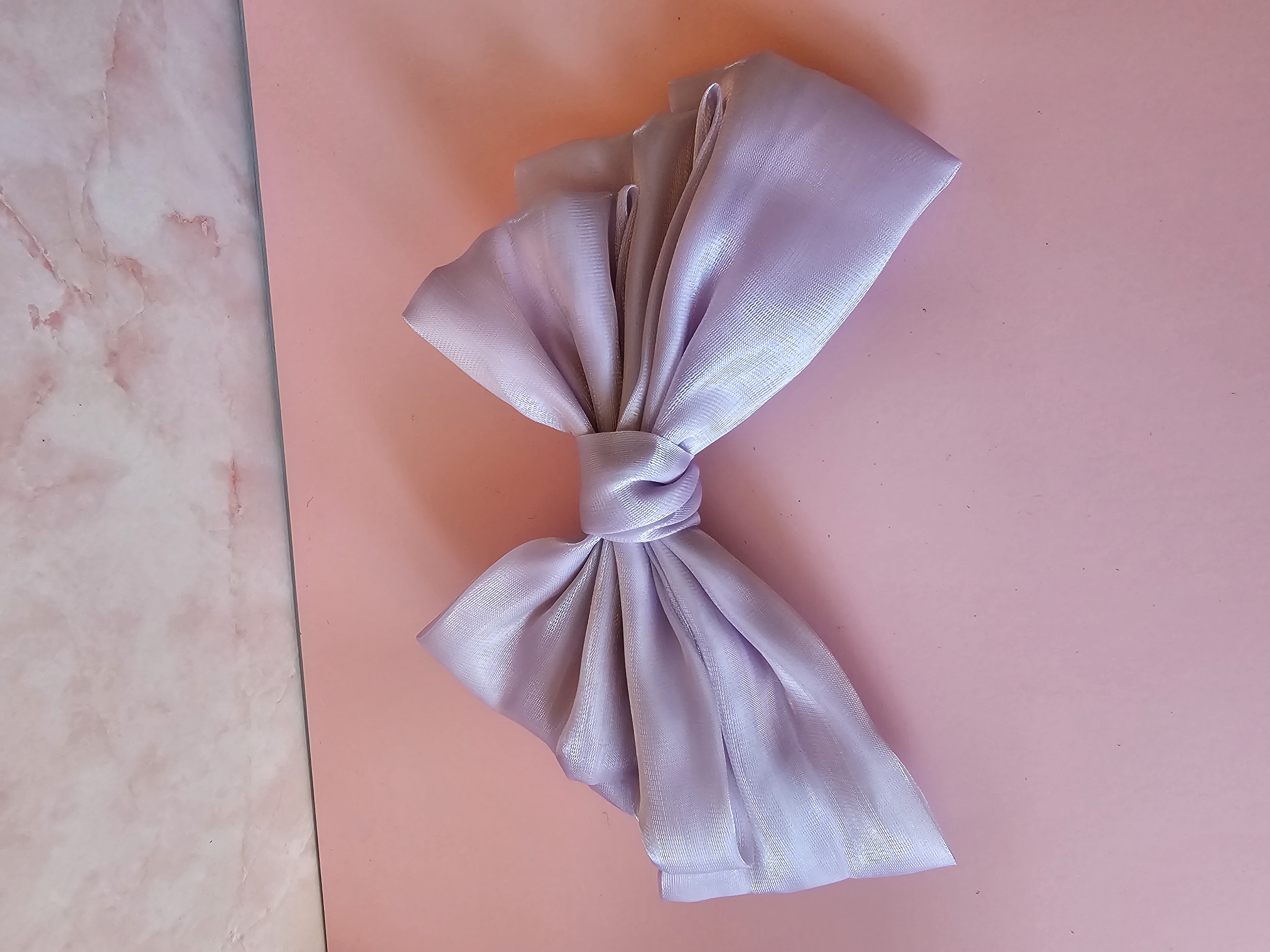 Plaukų segtukas kaspinas - alyvinė organza