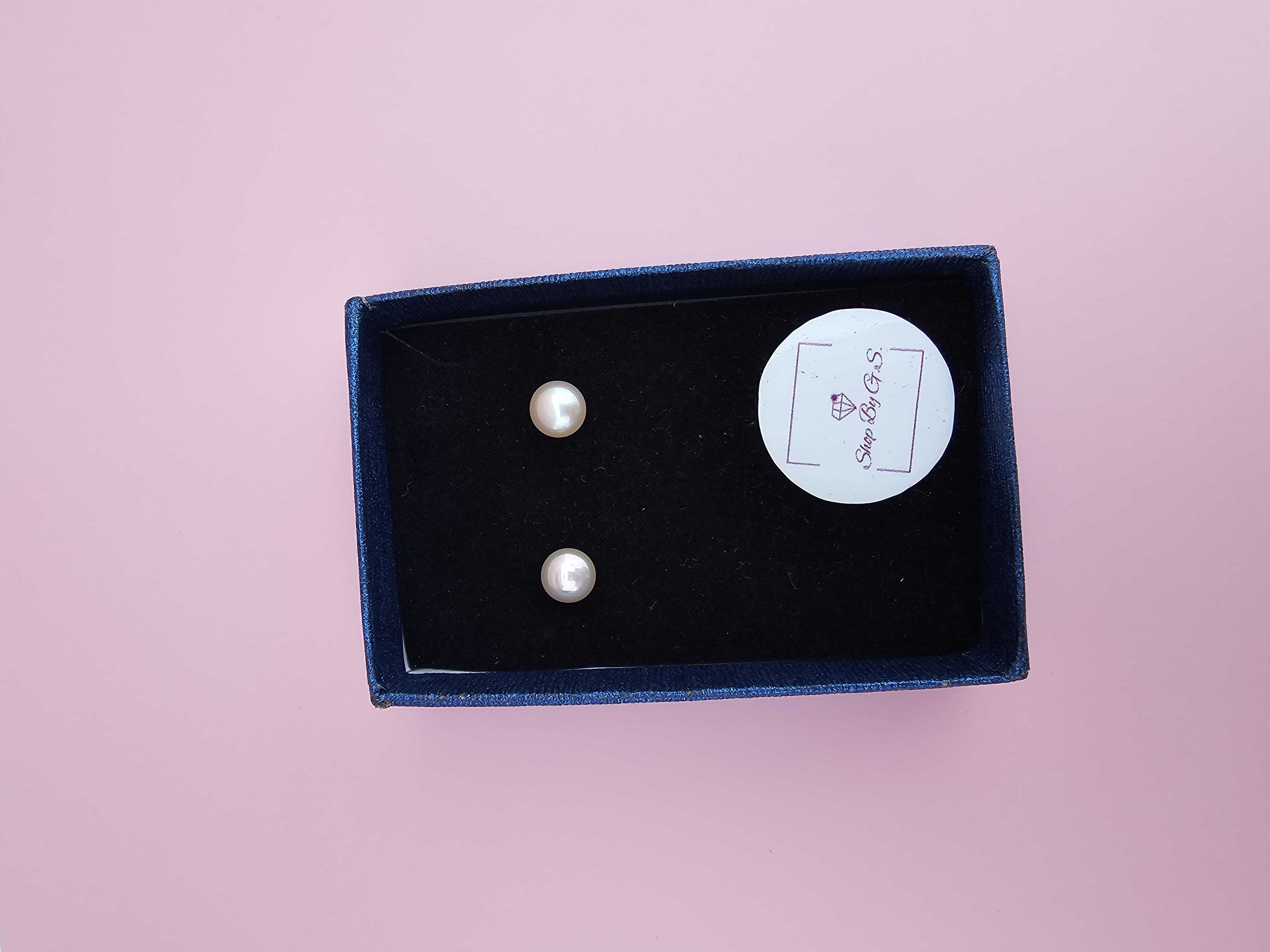 Auskariukai - su rausvu upiniu perlu