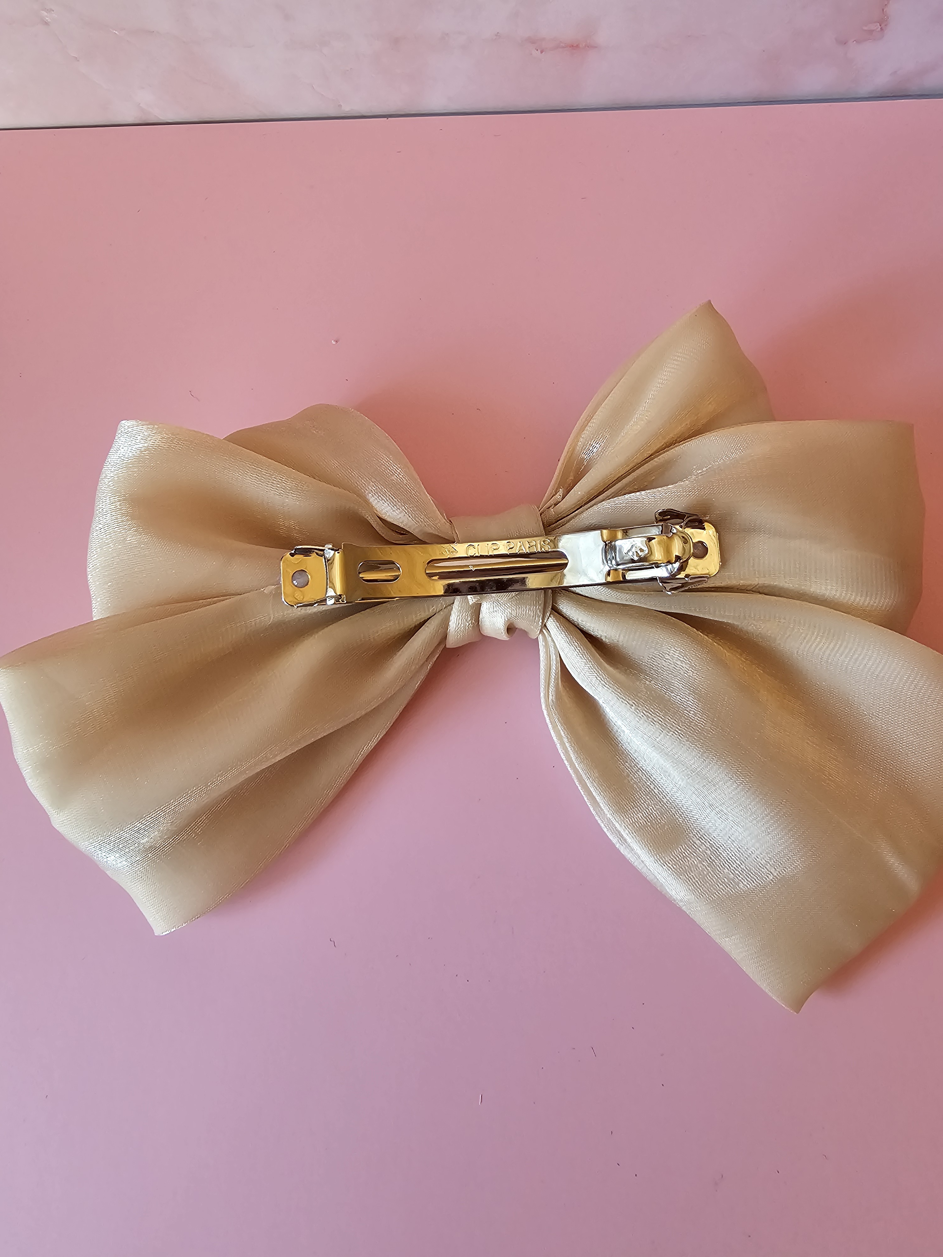 Plaukų segtukas kaspinas - auksinė organza