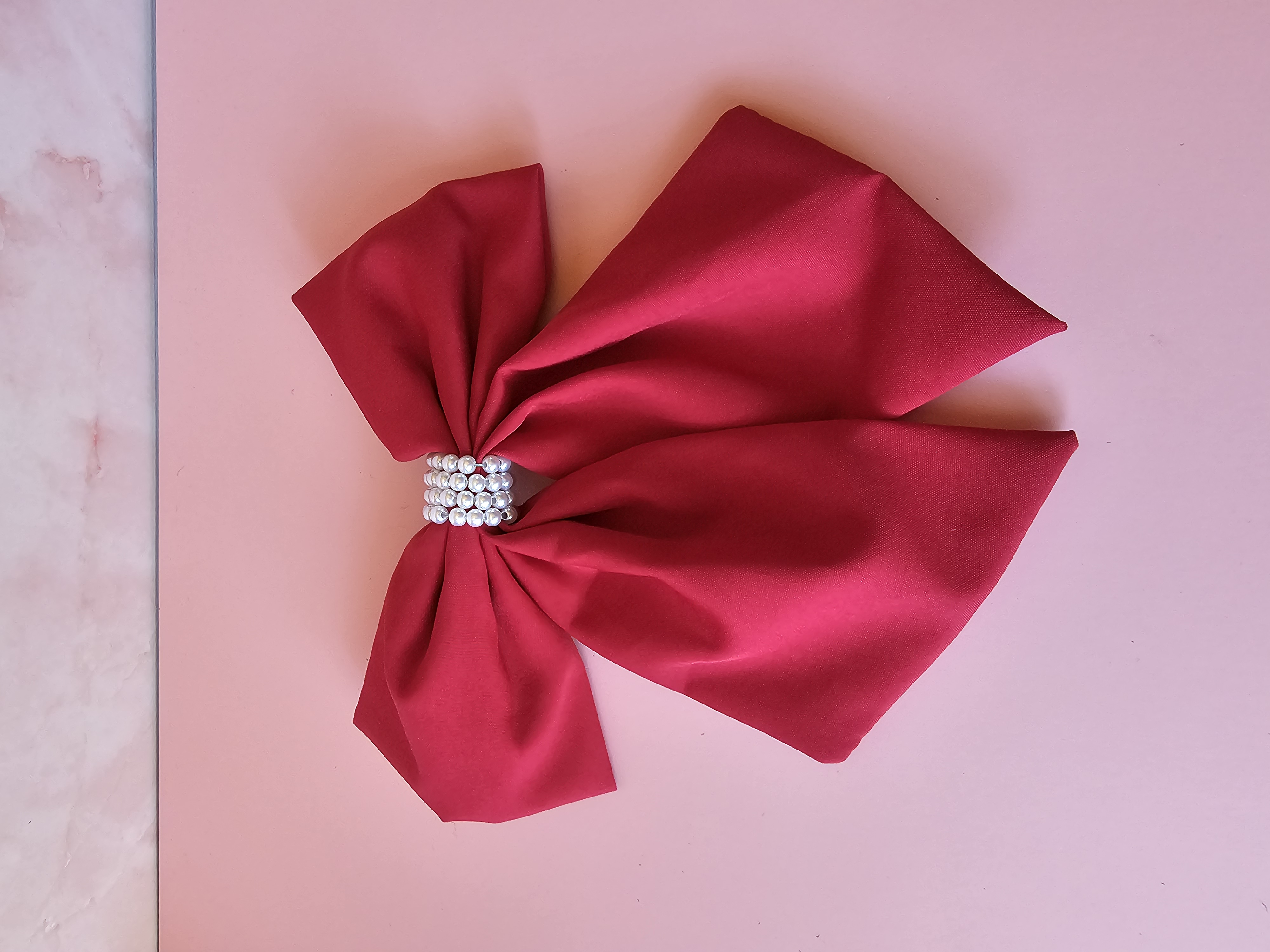 Plaukų segtukas kaspinas - raudonas puošnus