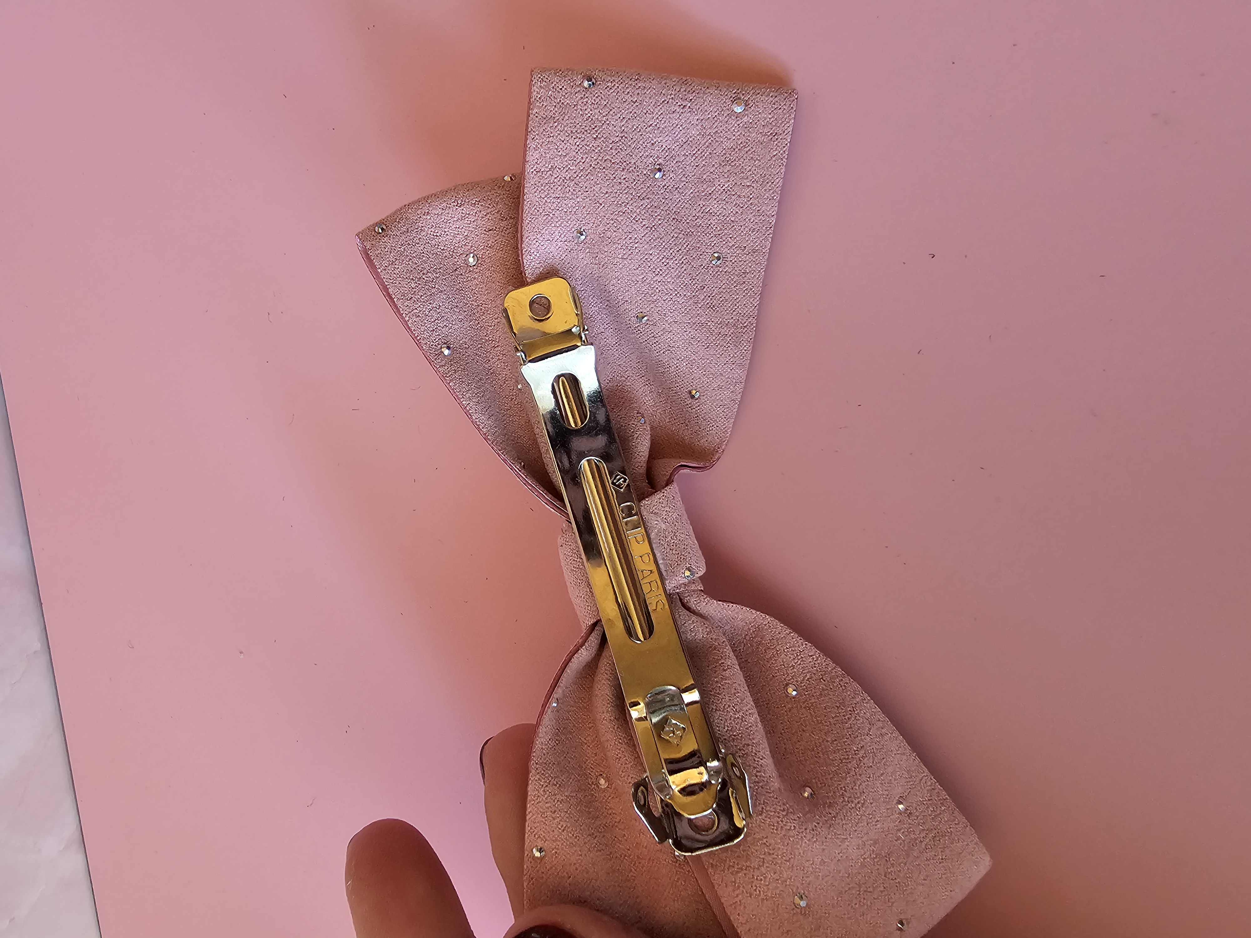 Plaukų segtukas kaspinas - rožinis blizgutis