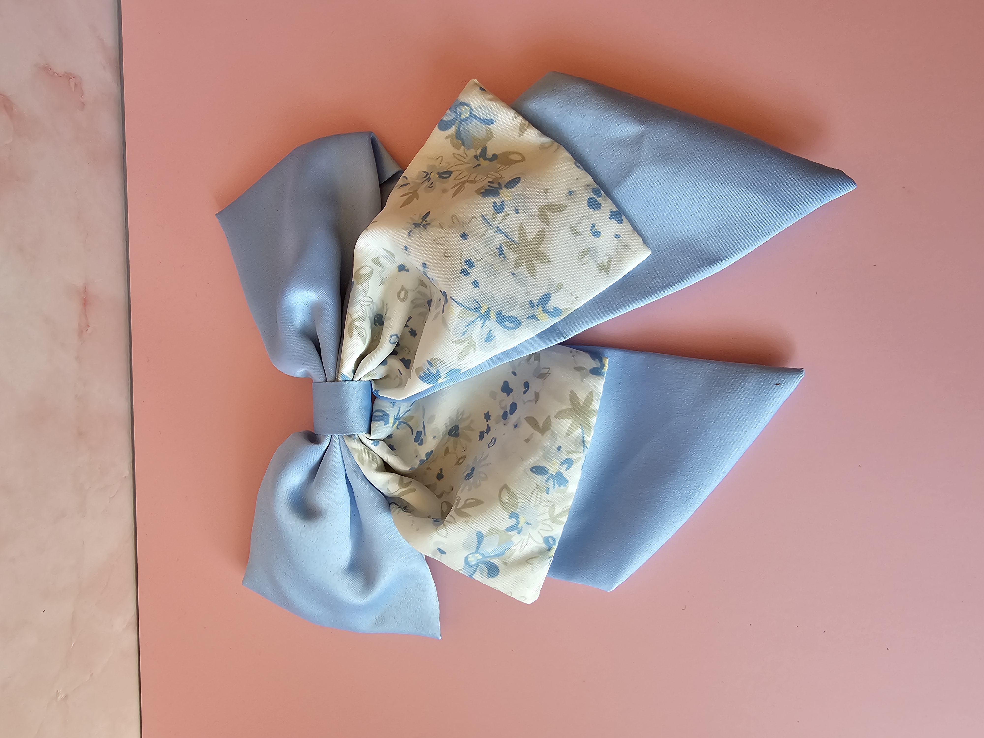 Plaukų segtukas kaspinas - žydra gėlė