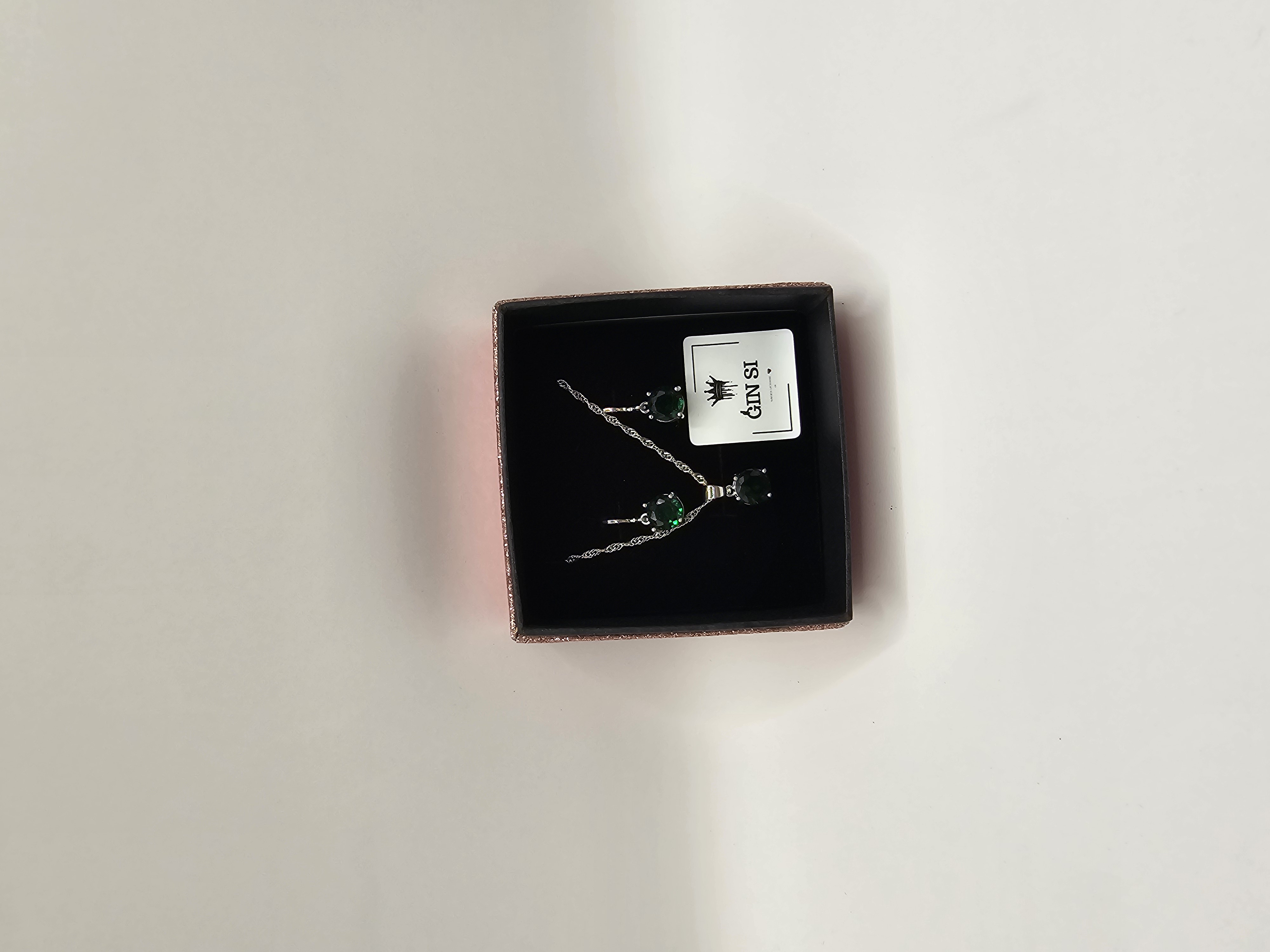 Papuošalų rinkinys - candy žaliai smaragdinis cirkonis