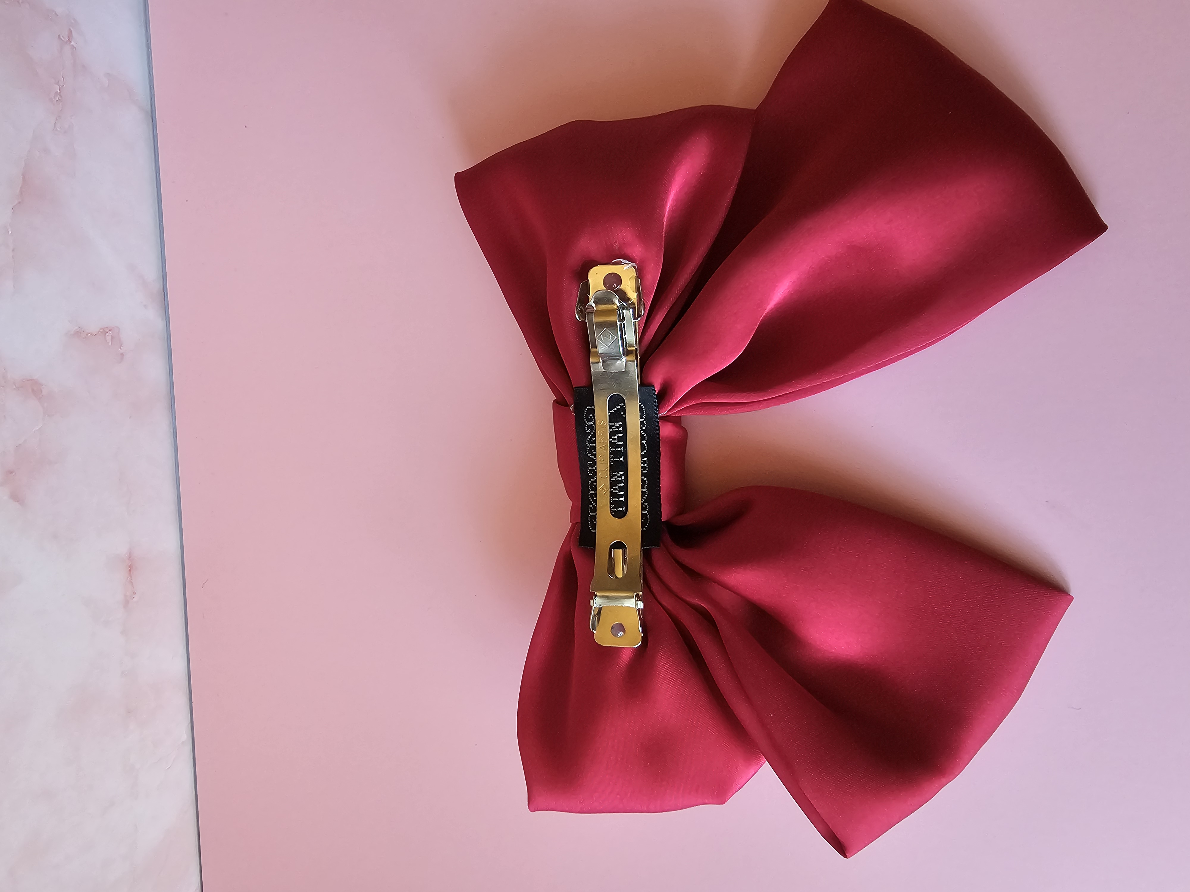 Plaukų segtukas kaspinas - raudonas šilkas