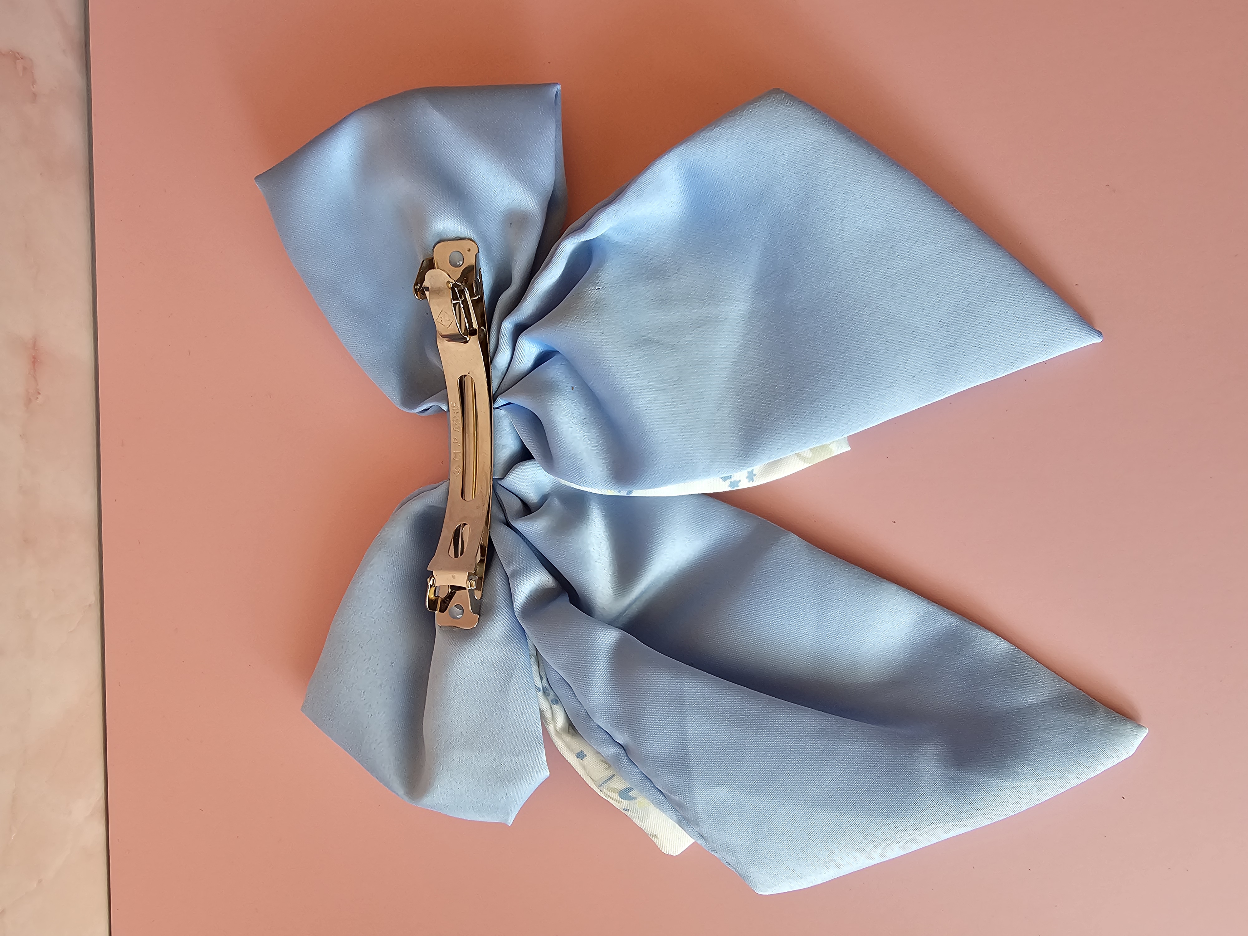 Plaukų segtukas kaspinas - žydra gėlė