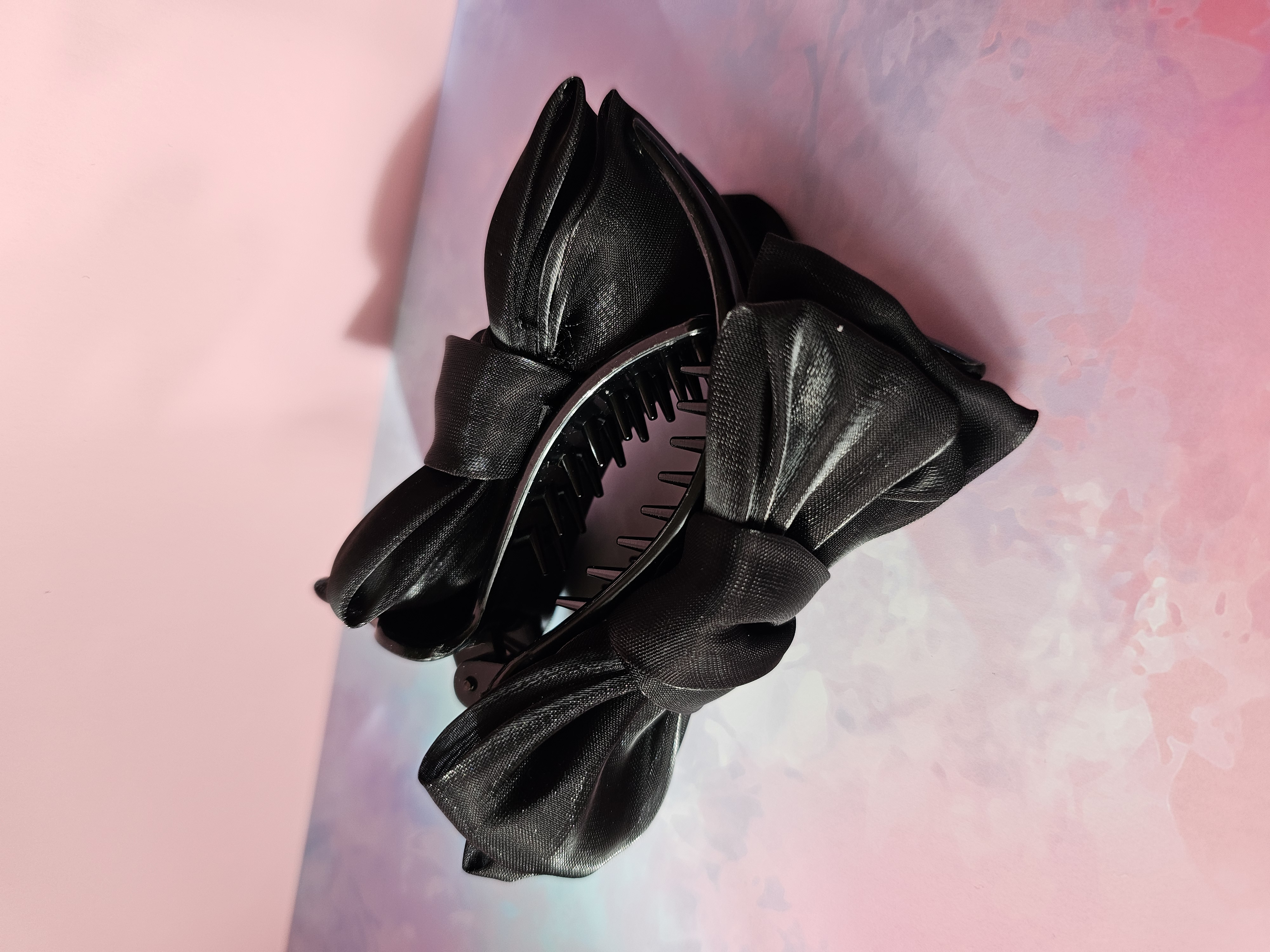 Plaukų segtukas - juodas kaspinas kuodukui