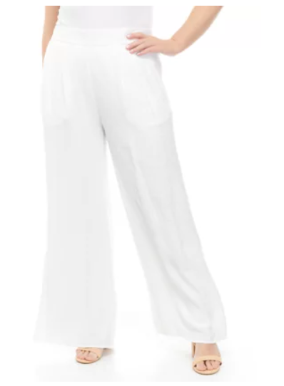 Plus Size Wide Leg Pants-white