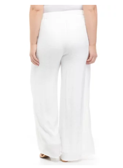 Plus Size Wide Leg Pants-white