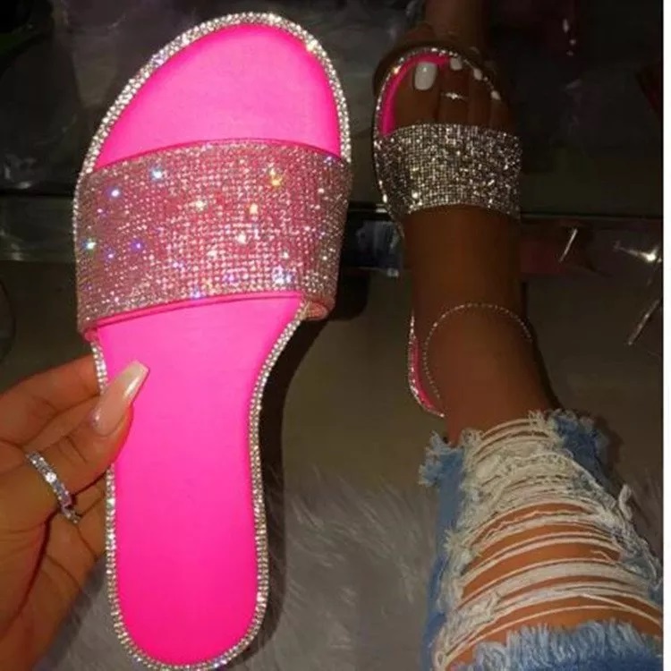 Flat Bottom Rhinestone Fashion Shoes