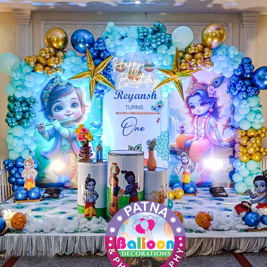 Elegant Krishna Theme Birthday Decor for Less