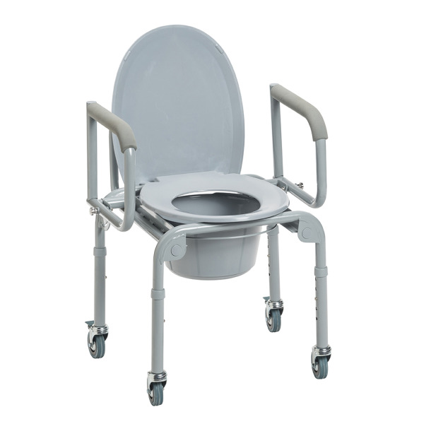 Drop-Arm Commode with Wheels