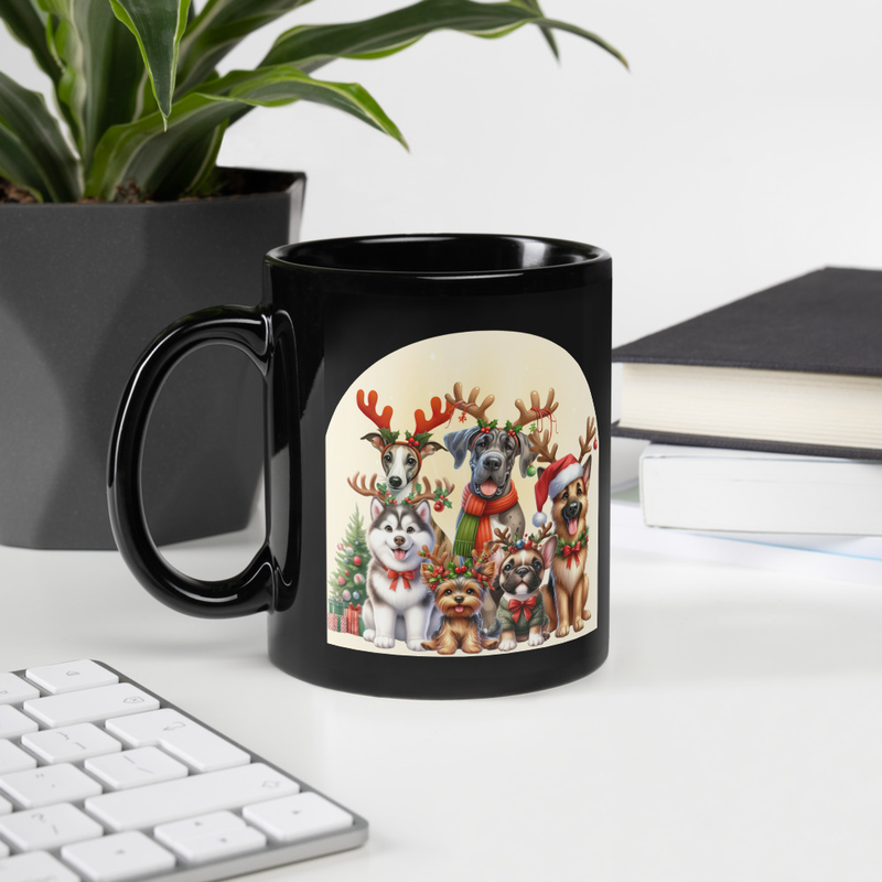 Dogs Christmas Love black mug