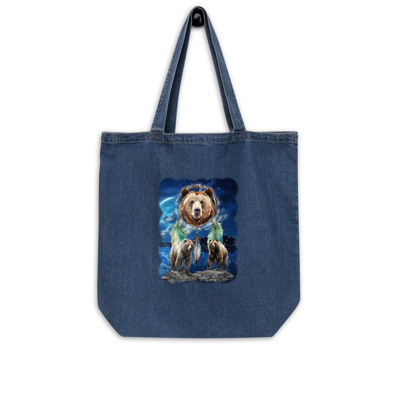 Dream Bears denim tote bag