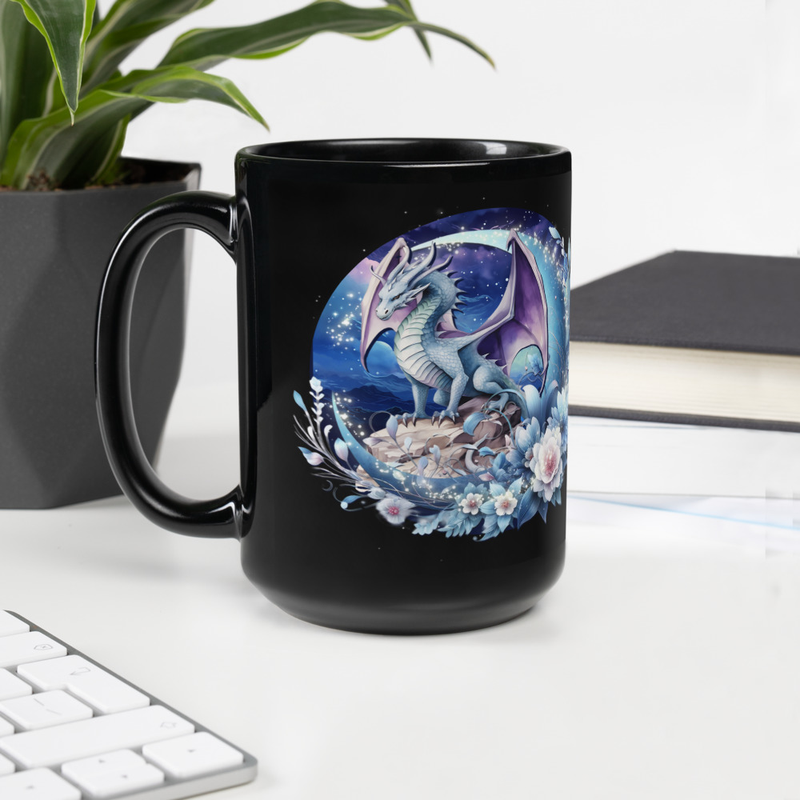 Dragon Floral black mug