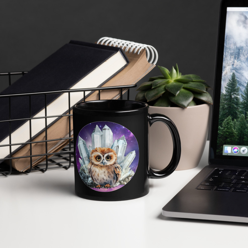 Owl Crystal black mug