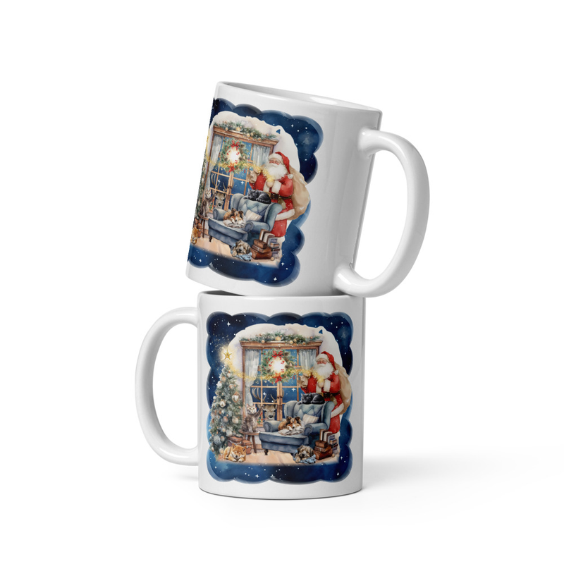 Santa's visit white mug