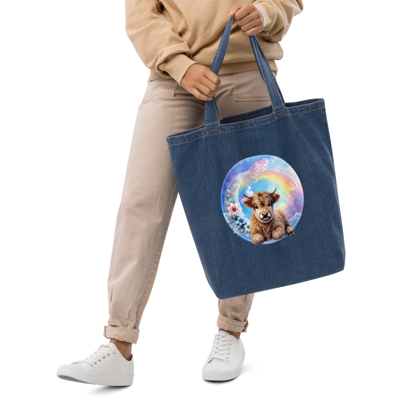 Highland Calf Organic denim tote bag