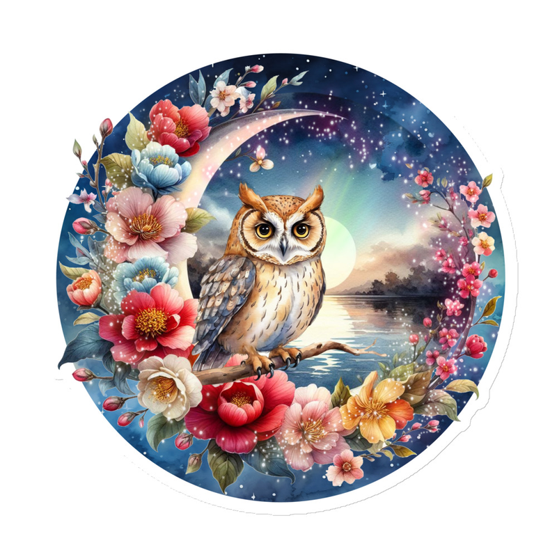 Owl Moon Floral magnet