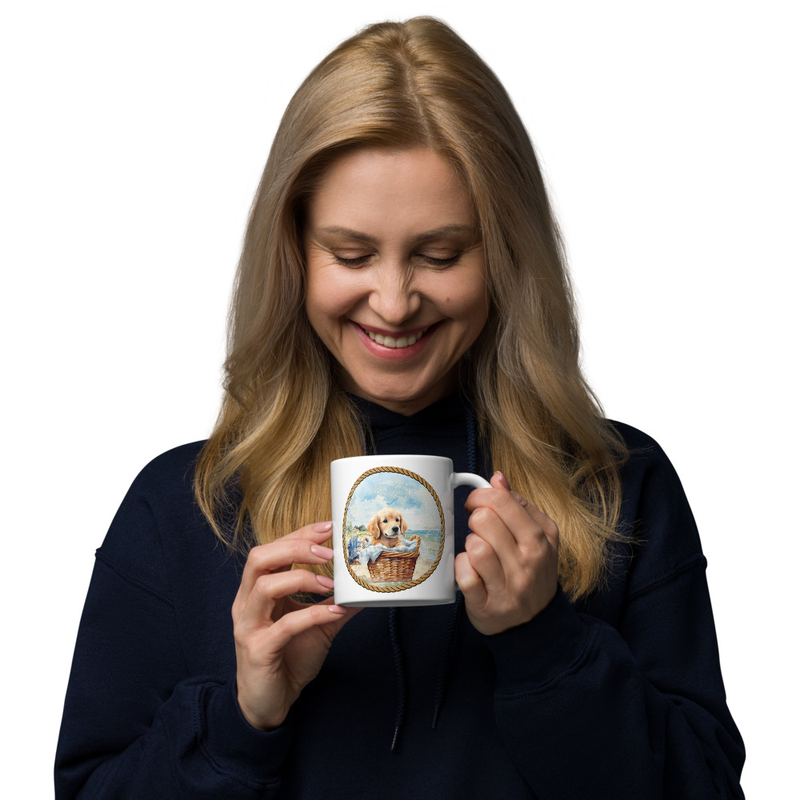 Golden Retriever puppy white mug