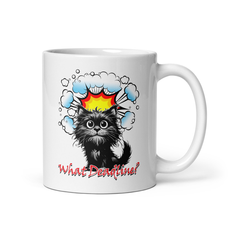What Deadline cat white mug