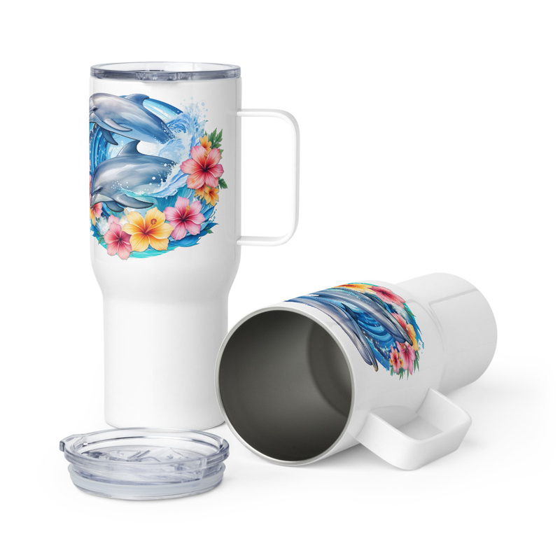 Dolphins Floral travel mug