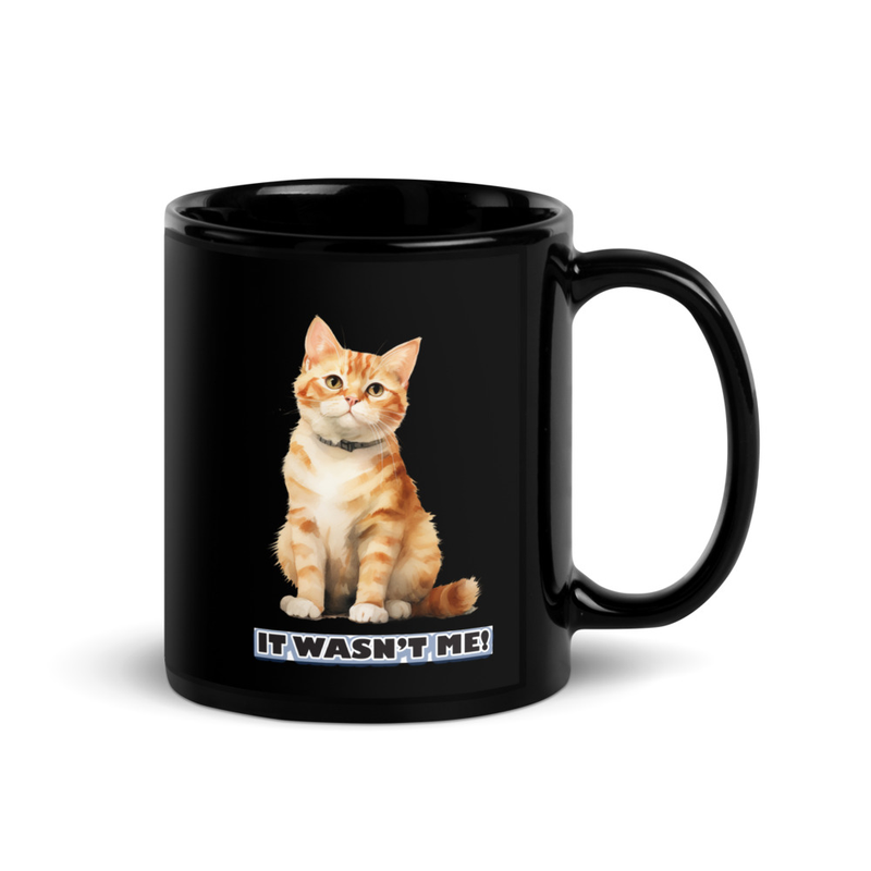 Cat It Wasn't Me Black Mug