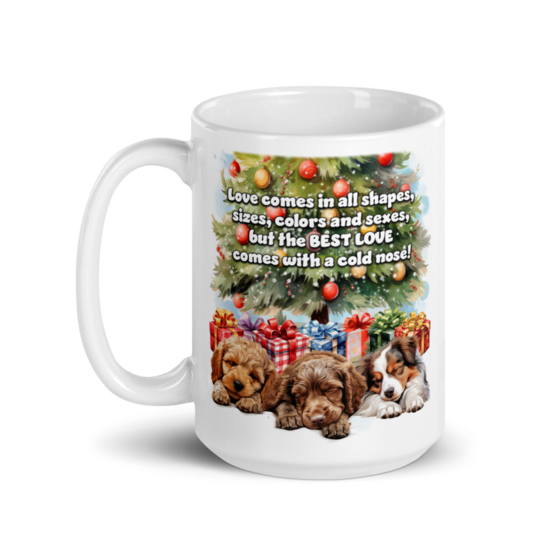 Dogs Xmas cold nose white mug