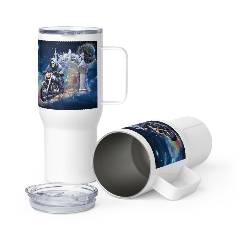 Skeleton motorcycle travel mug
