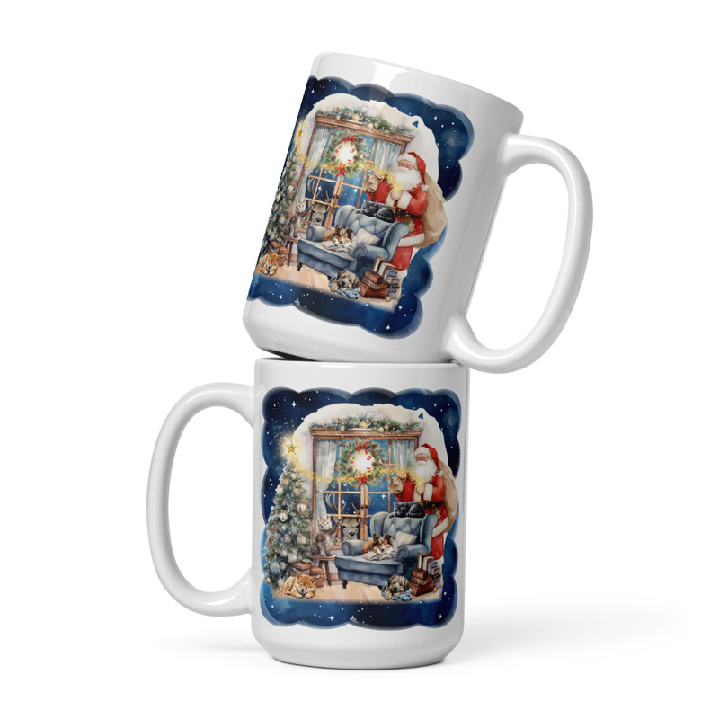 Santa's visit white mug
